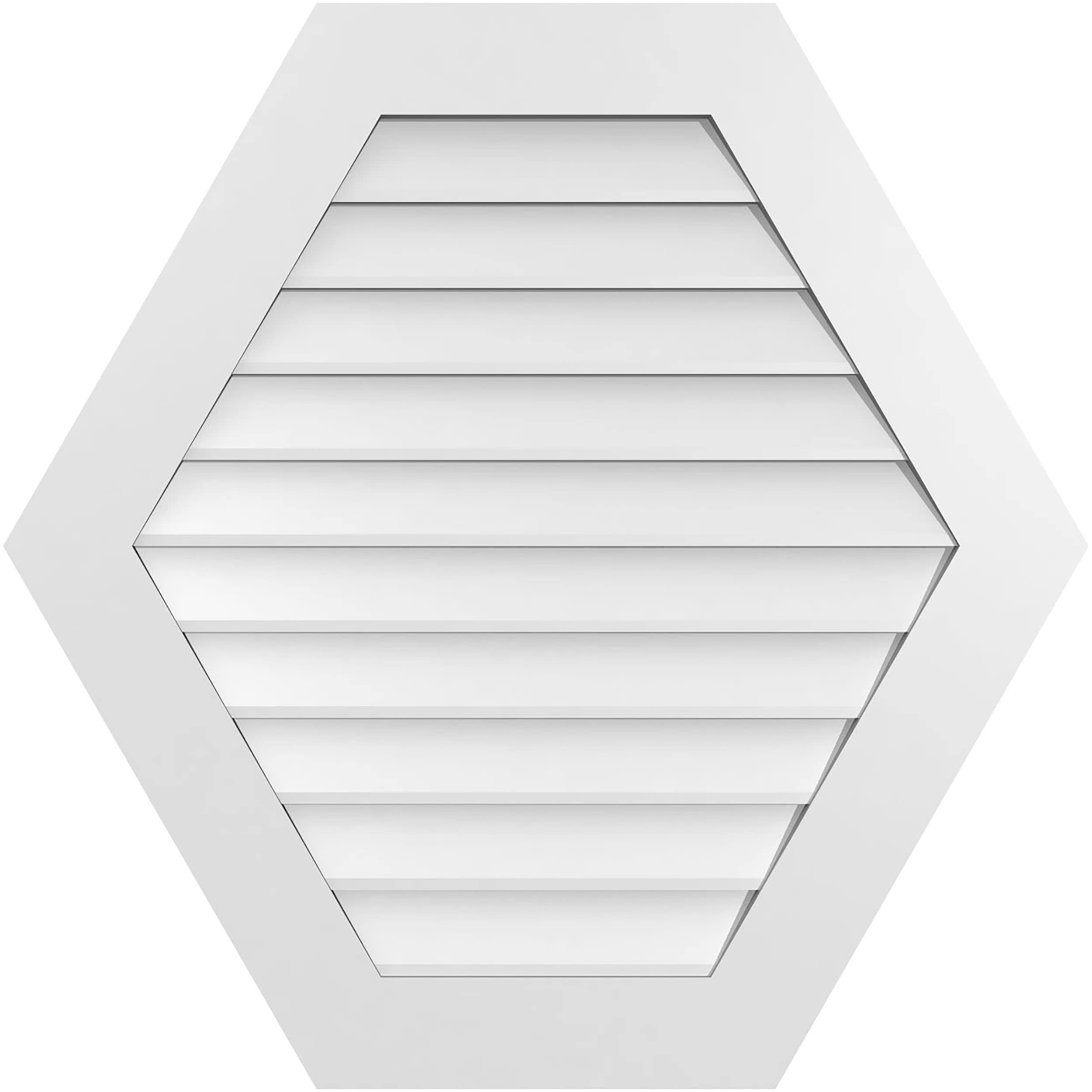 Ekena Millwork GVPHP34X3401SN 34-Inches x 34-Inches Off-white Peaked PVC Gable Louver Vent
