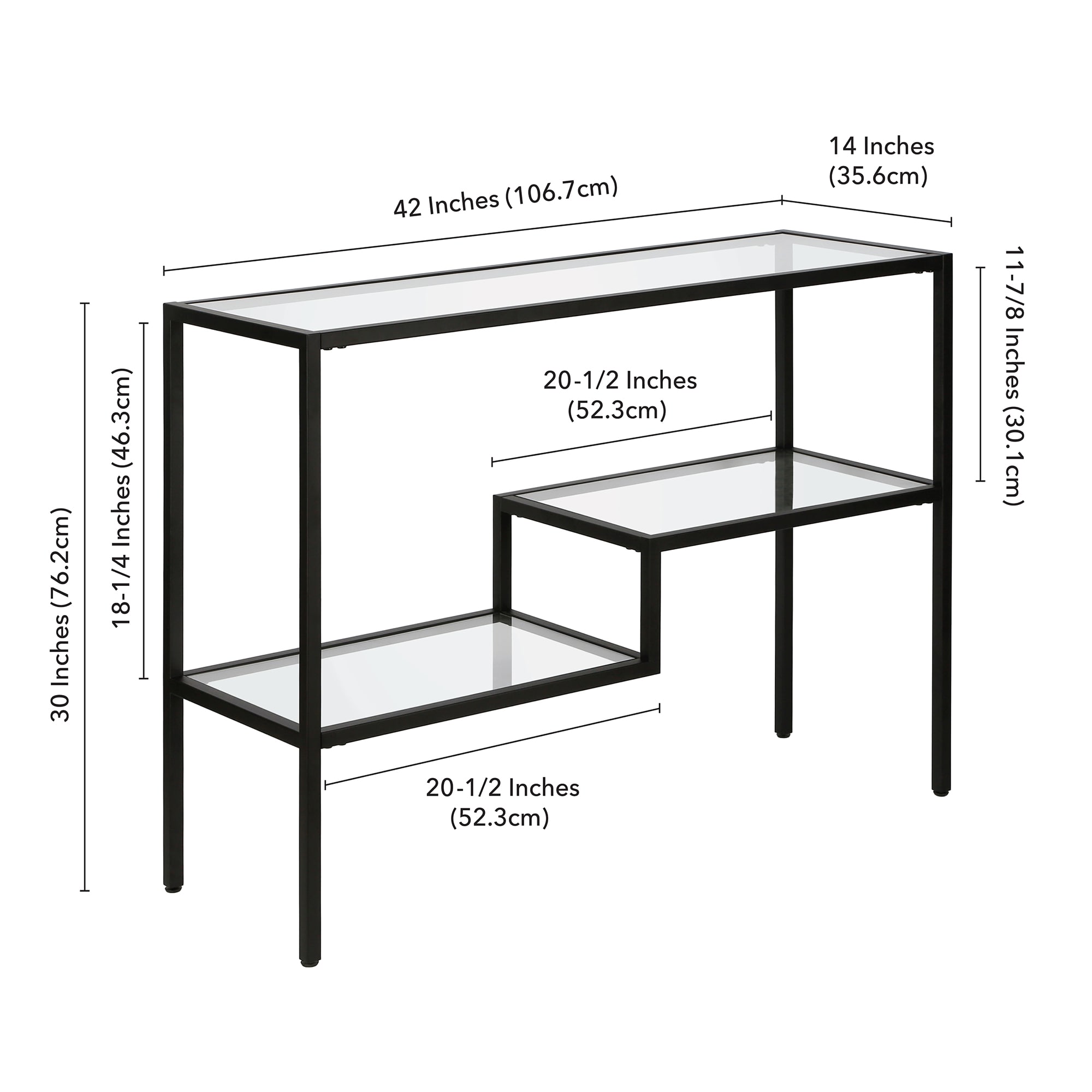 Lovett Blackened Bronze 42" Metal and Glass Console Table