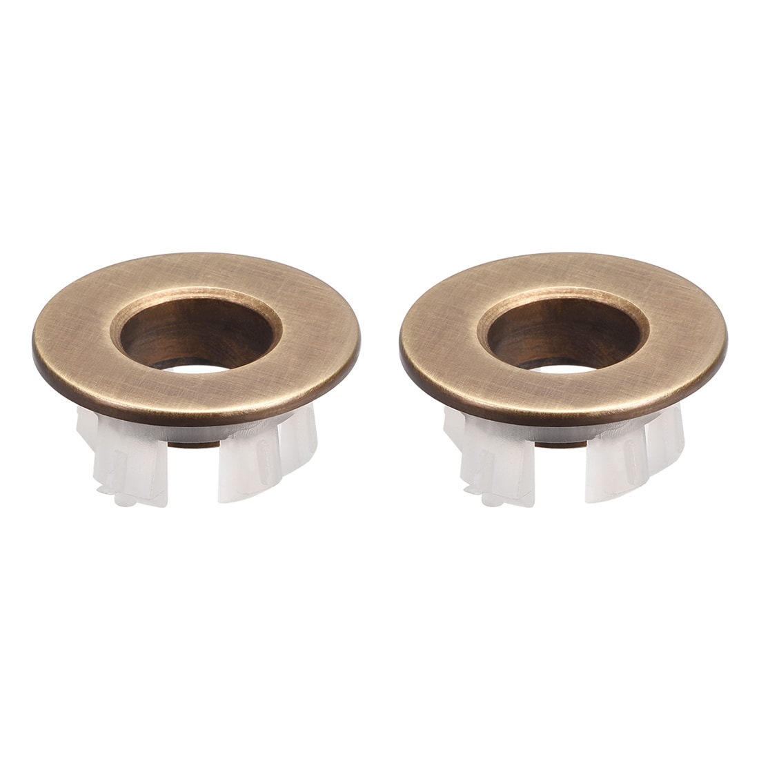 Unique Bargains S25072800UX9620 Sink Basin Trim Overflow Cover Copper Insert in Hole Round Caps Brass Tone 2 Pcs