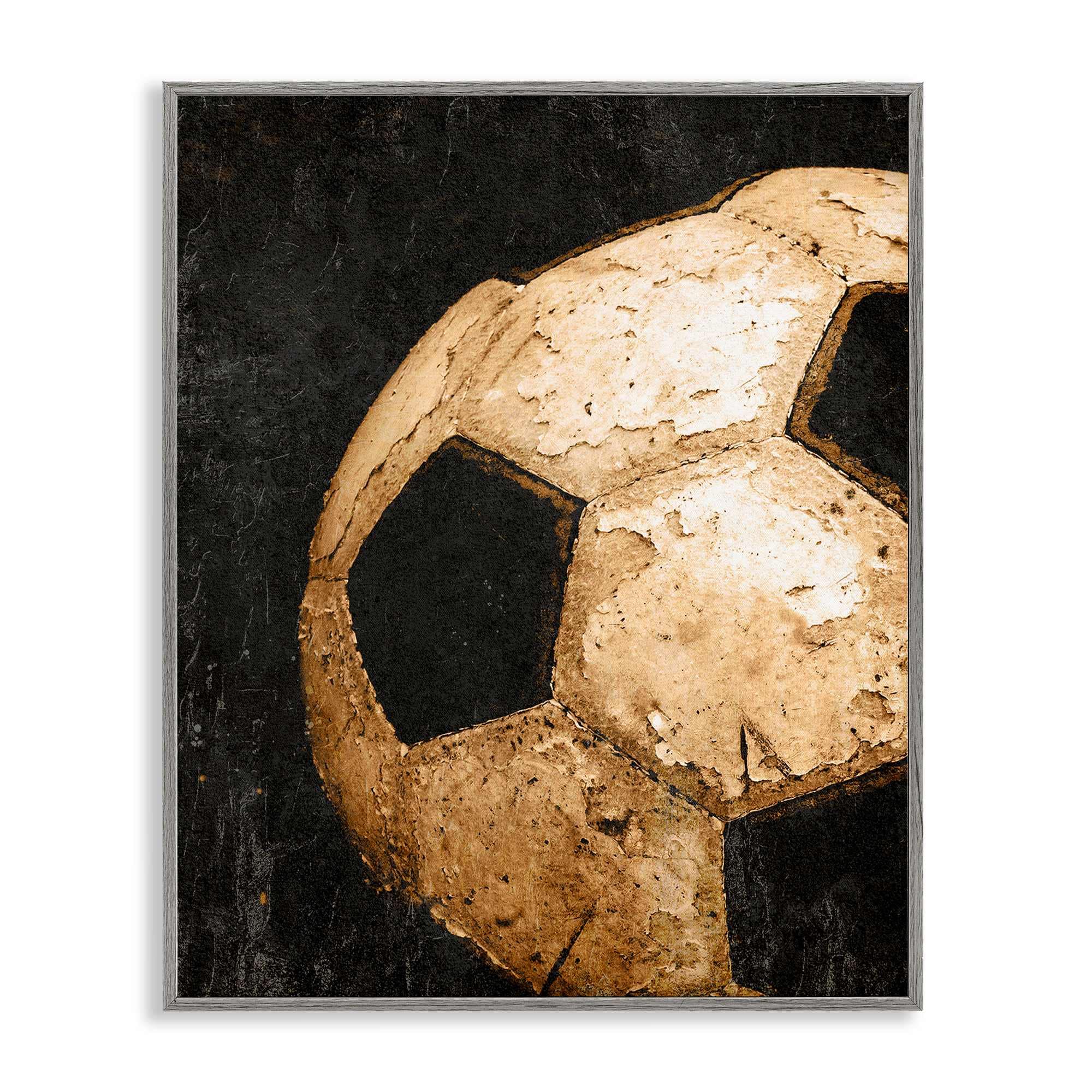 Stupell Industries BS-087-GFF-11X14 Vintage Soccer Ball Closeup Gray Framed Giclee Art By Kim Allen 11 x 14