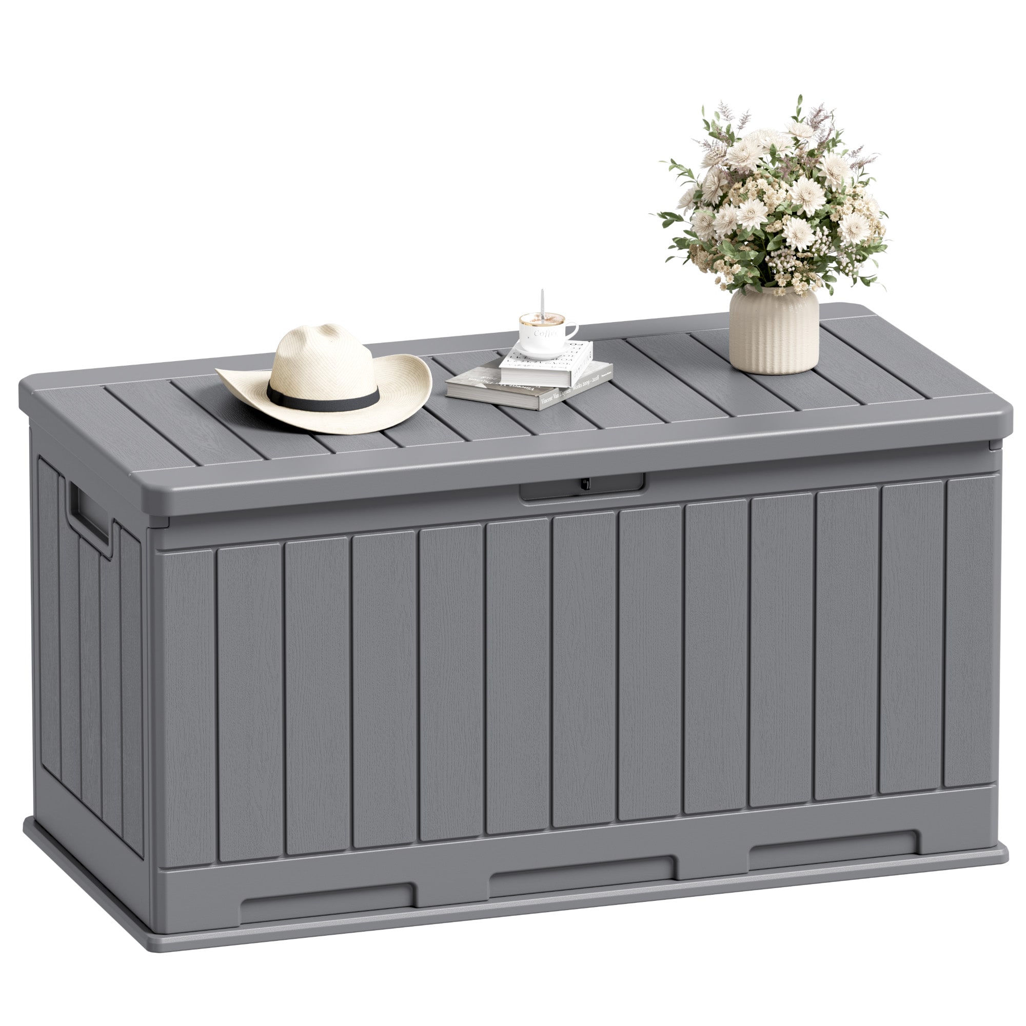 Patiowell WES-08FS-4 90-Gallon Gray Plastic Deck Box