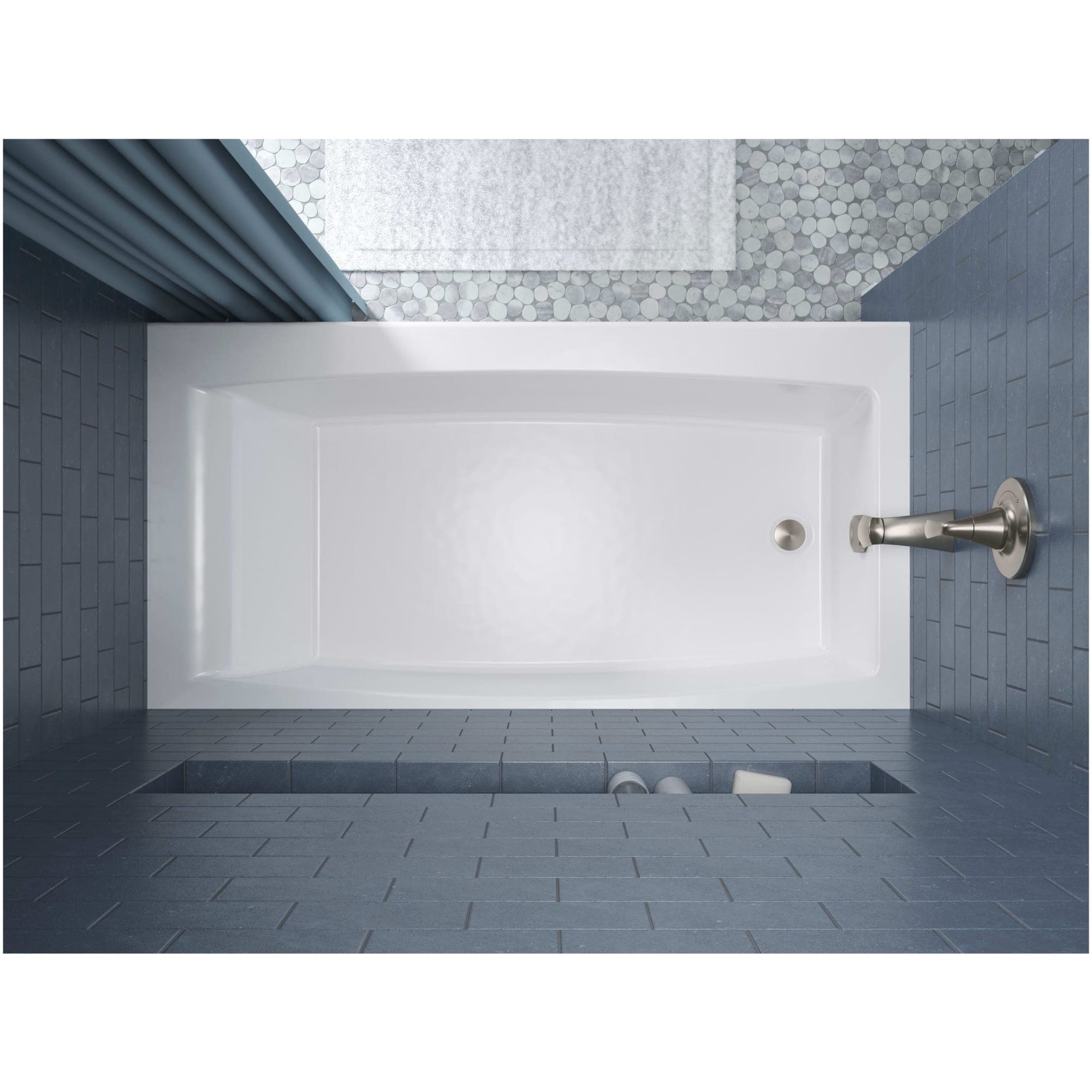 White Acrylic 60-Inch Alcove Bath with Left Hand Drain