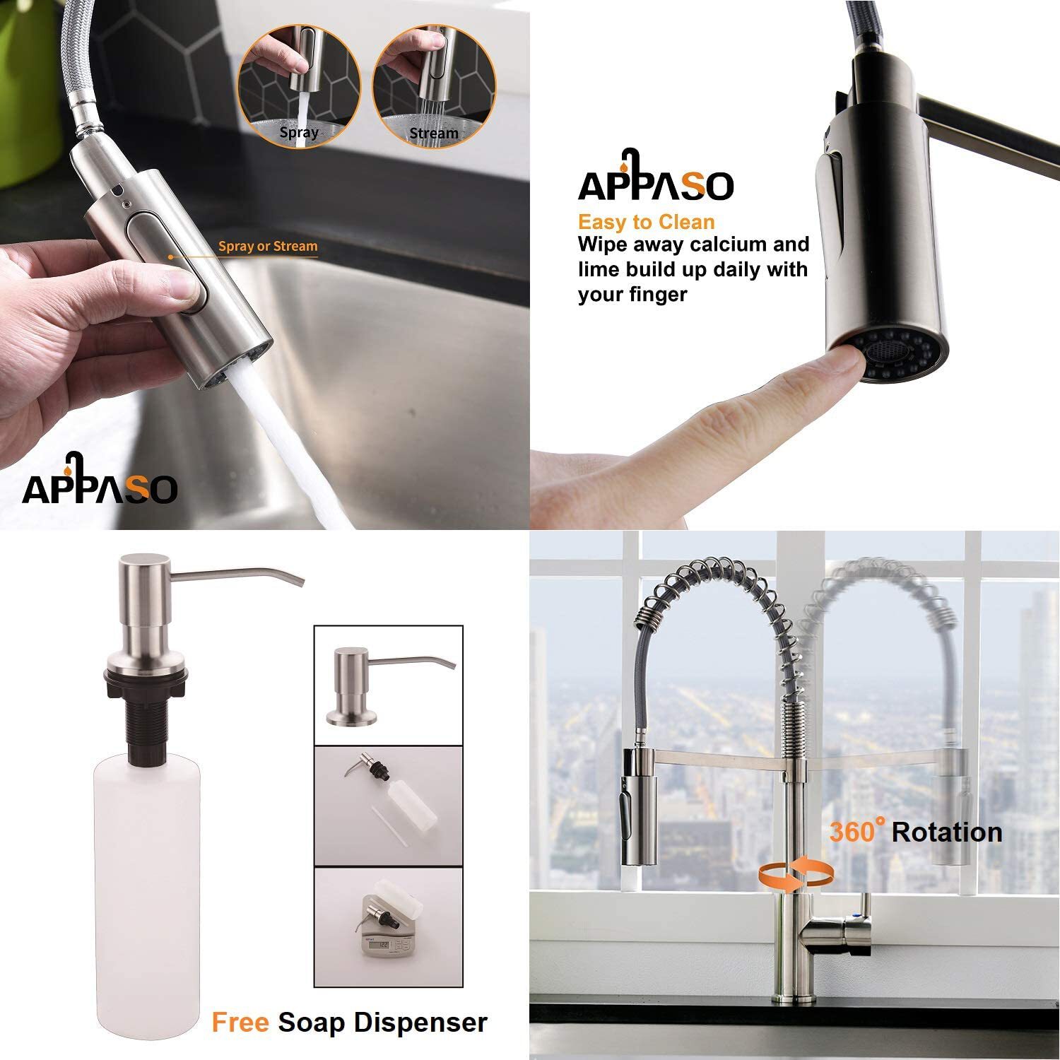 Brushed Nickel High-Arc Pull-Down Kitchen Faucet with Spray