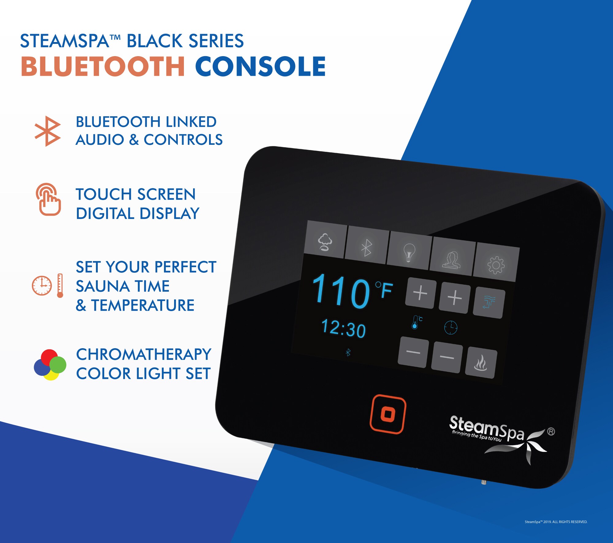 SteamSpa Black Series Wifi and Bluetooth 21kW QuickStart Steam Bath ...