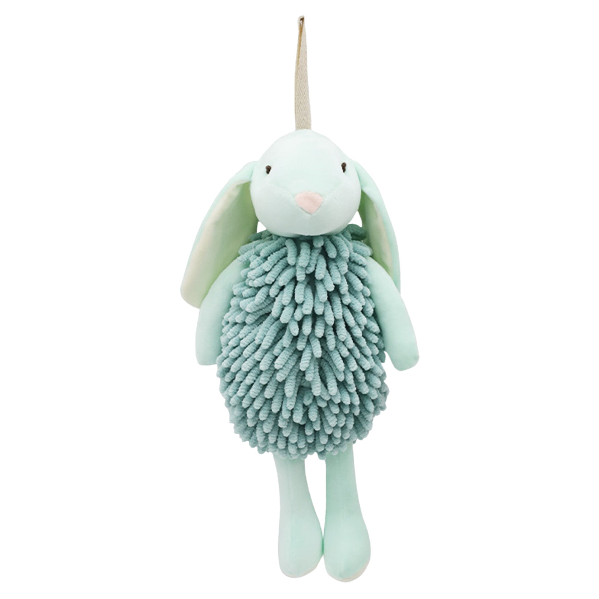 Unique Bargains S25120800UX6950 1pc Chenille Hand Towels Cute Cartoon Rabbit Shape Fuzzy Ball Hand Towel Soft Absorbent Decorative Towel for Bathroom 6Inch x 14Inch Green