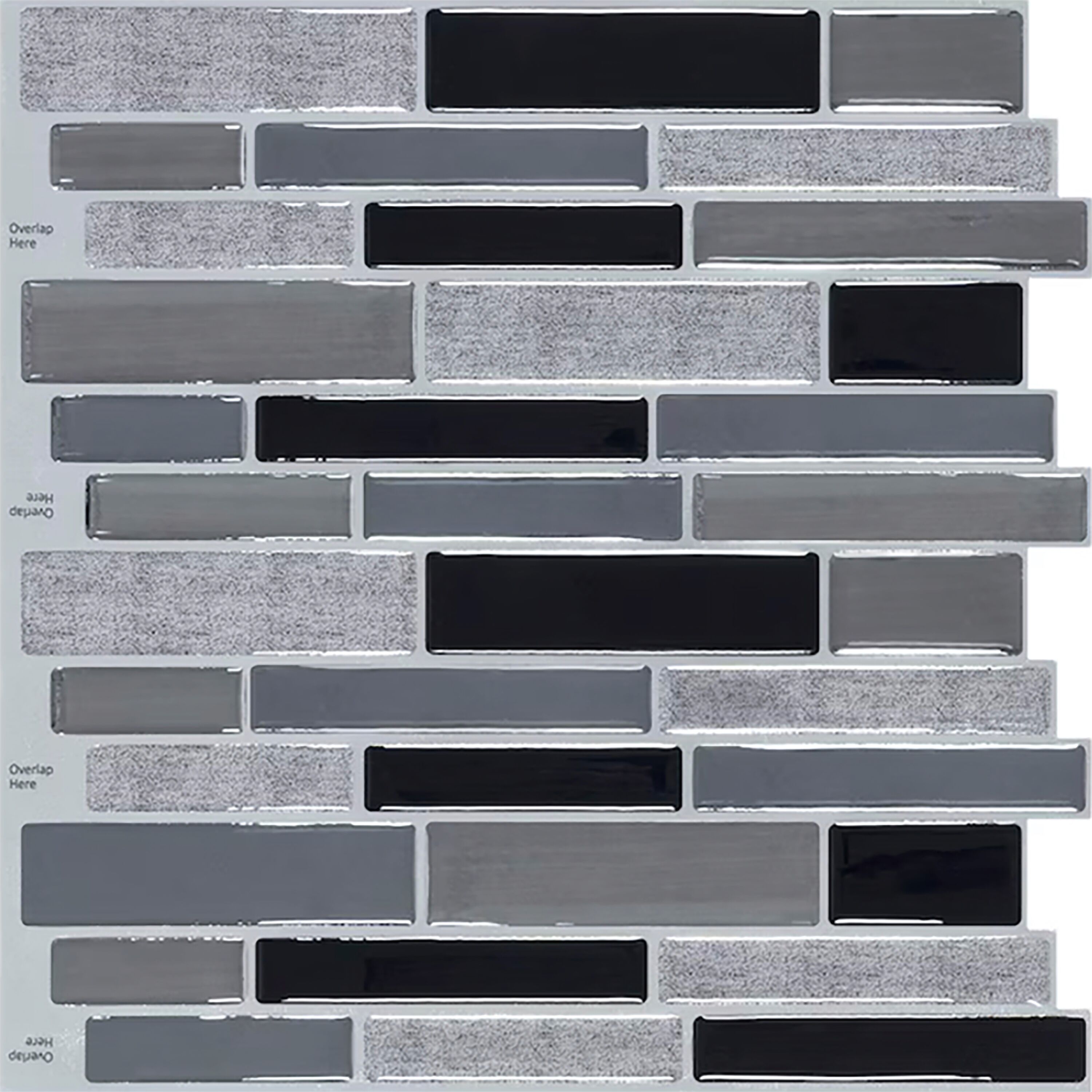 Peel&Stick Mosaics PS119PEEL1010 Silver Sky 10-in x 10-in Glossy Composite Linear Mosaic Wall Tile ( 0.65-sq ft Piece )