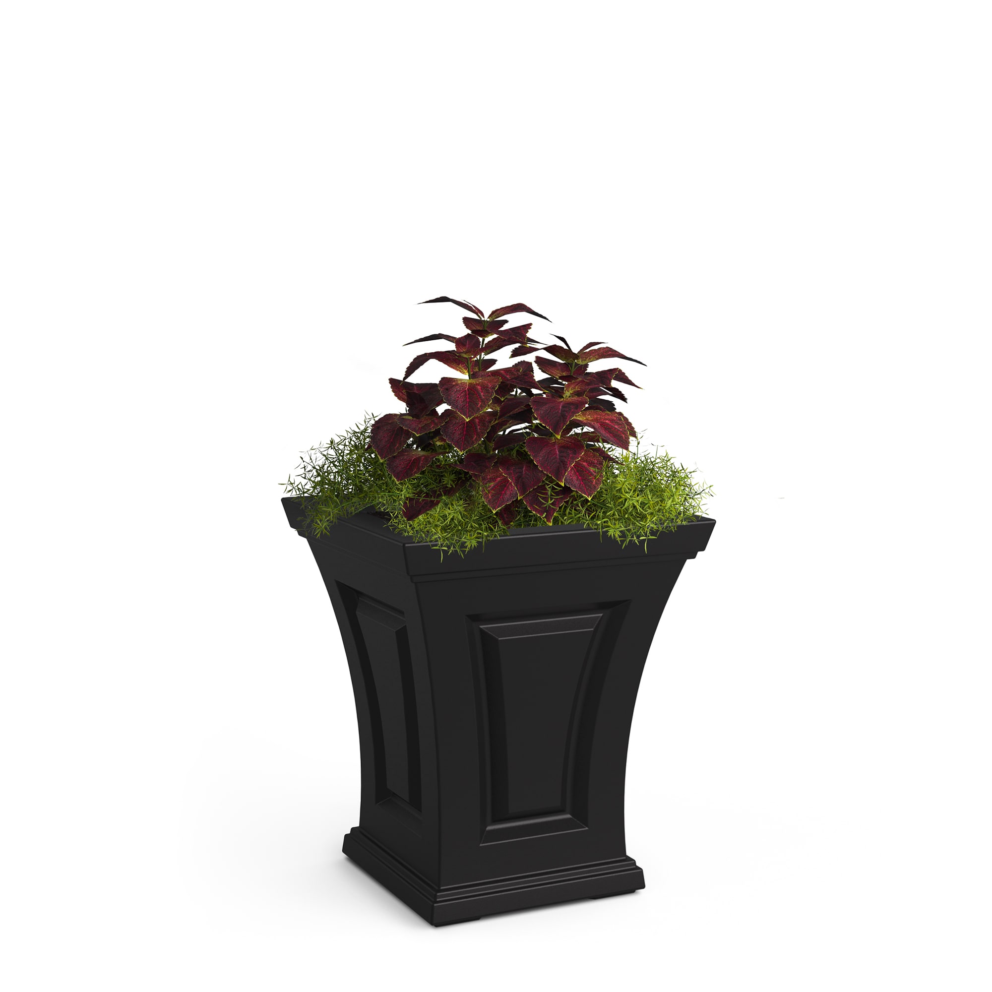 Mayne 4870-B Square 15.4-Inches W Medium Black Plastic Outdoor Planter with Drainage Holes with Self Watering