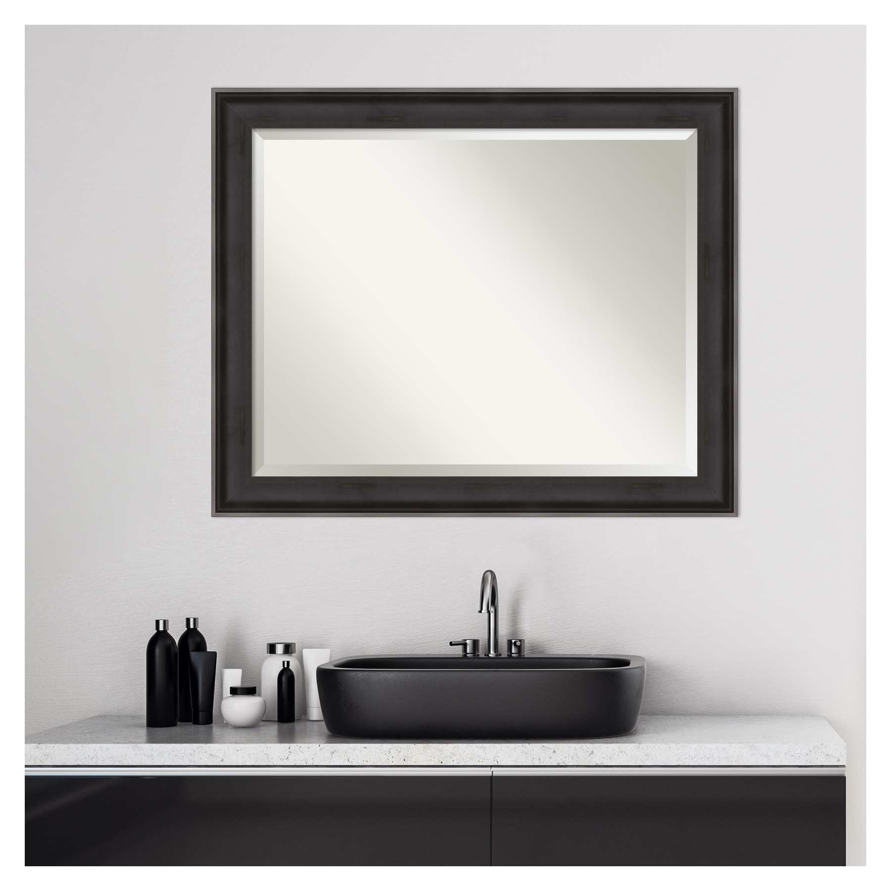 Amanti Art Allure Charcoal Frame 32.38-in x 26.38-in Distressed Black ...