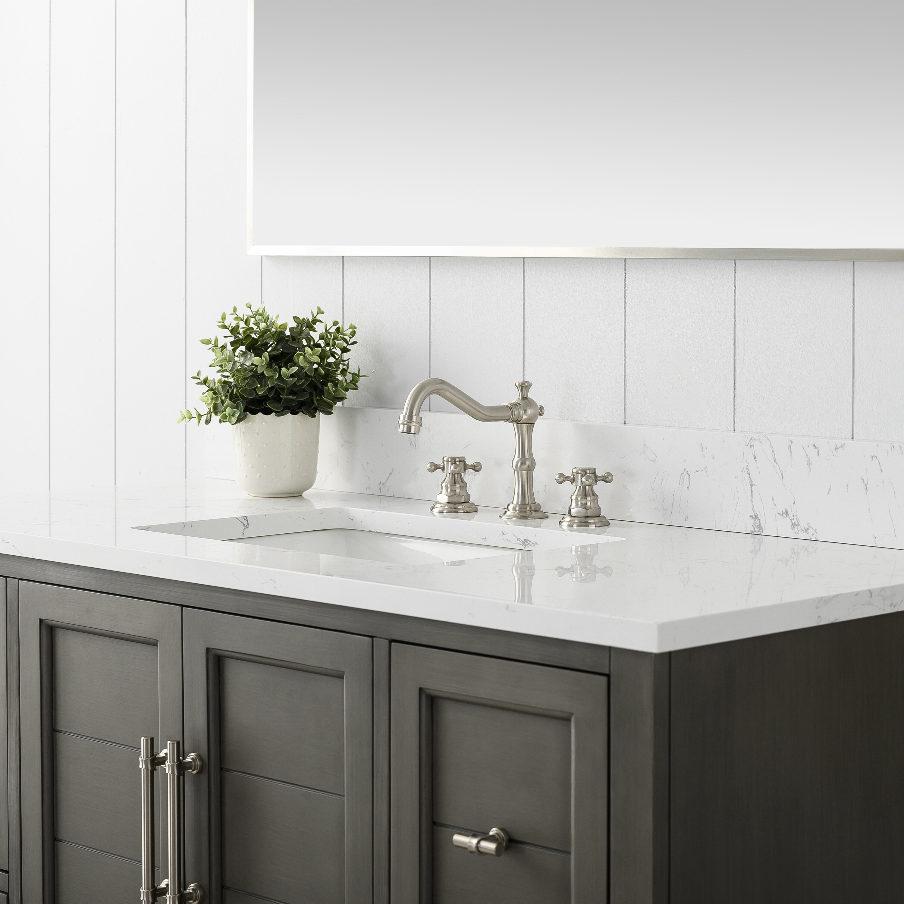 Silver Gray 48" Single Sink Bathroom Vanity with Engineered Marble Top