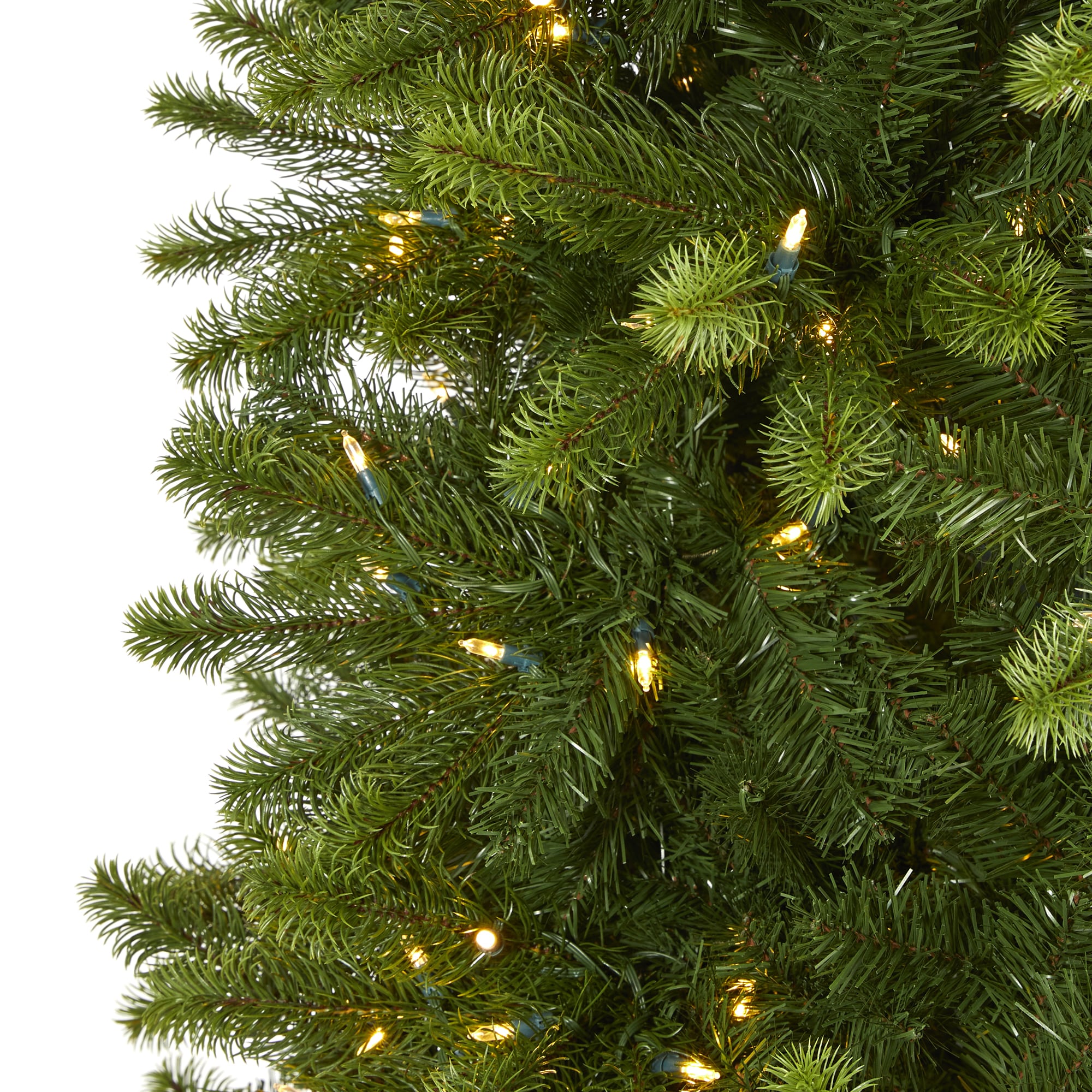 Nearly Natural 9-ft Spruce Pre-lit Slim Artificial Christmas Tree with ...