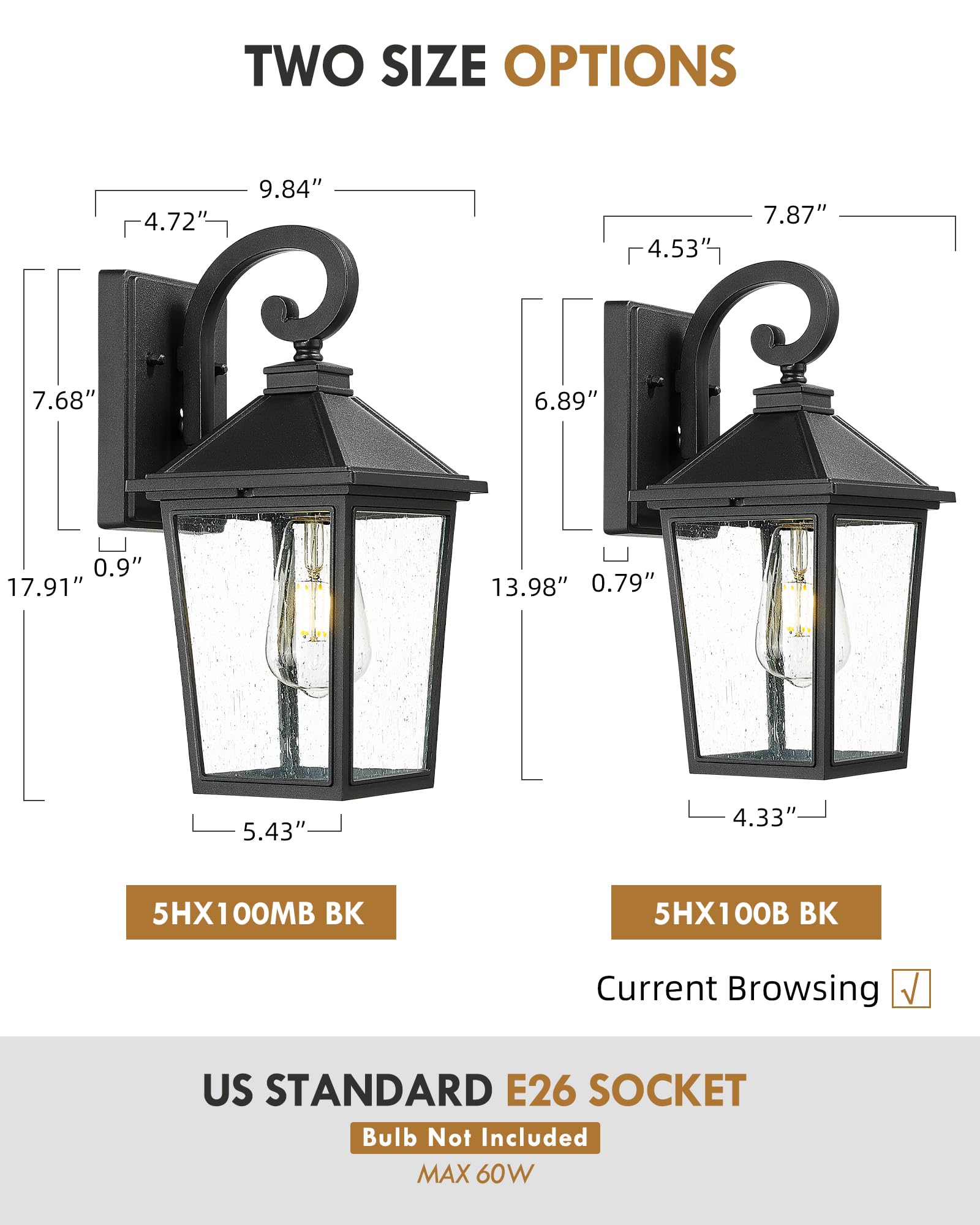 LTMATE LS5HX100B-2PK BK Outdoor-Wall-Lighting - View #2