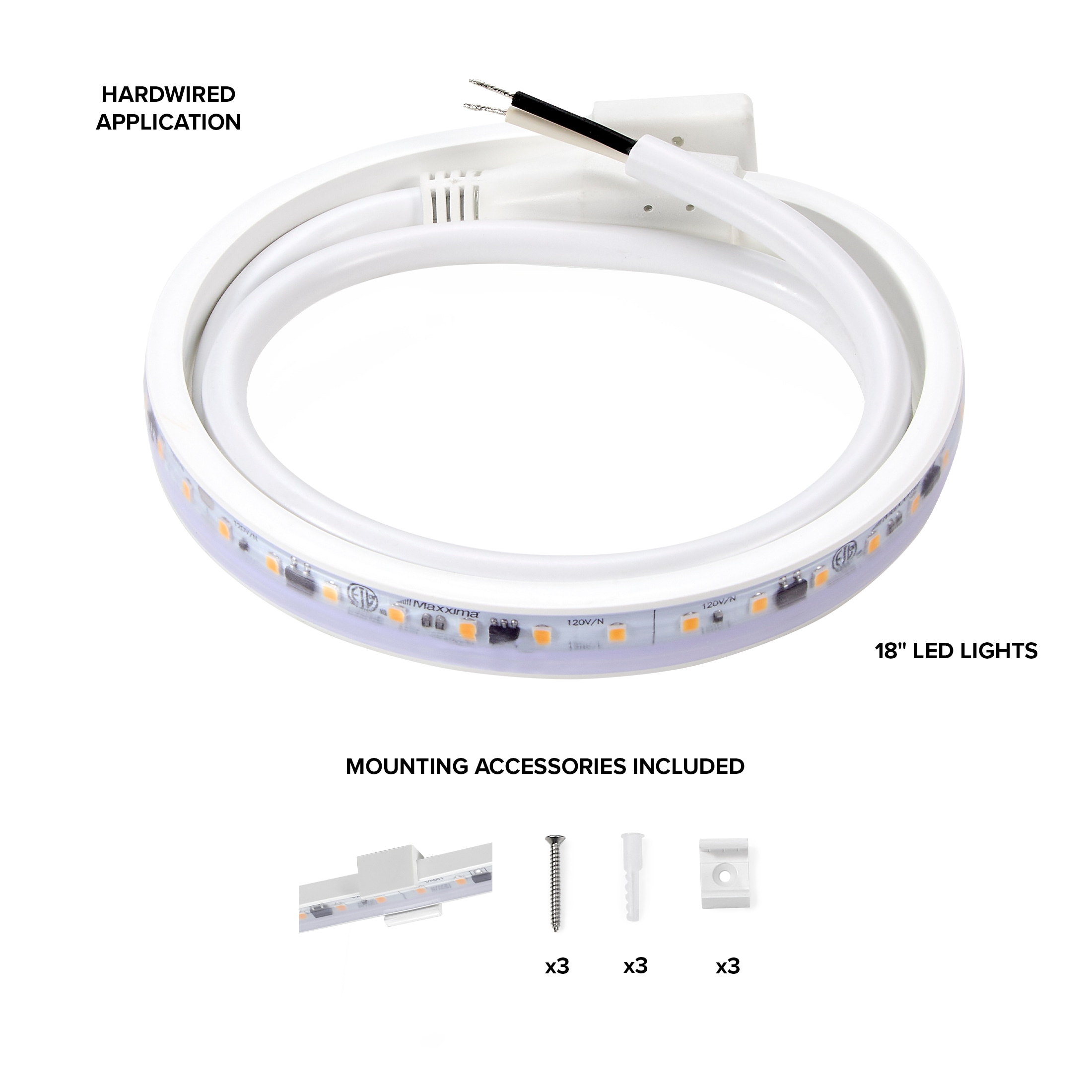 Maxxima 18" White PVC LED Under Cabinet Strip Light