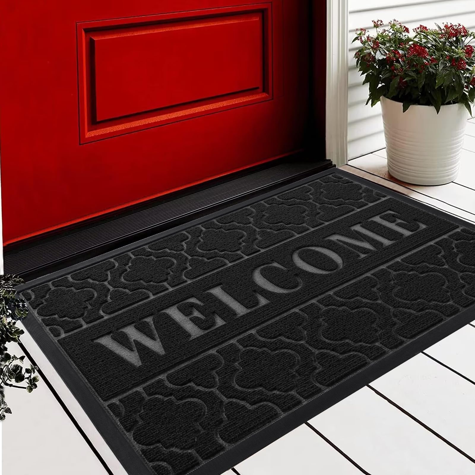 Aoibox  Yimobra Welcome Mat Outdoor Indoor 29 5x17 All Weather Waterproof Front Door Mat Outside Entrance Non Slip Low Profile Porch Patio