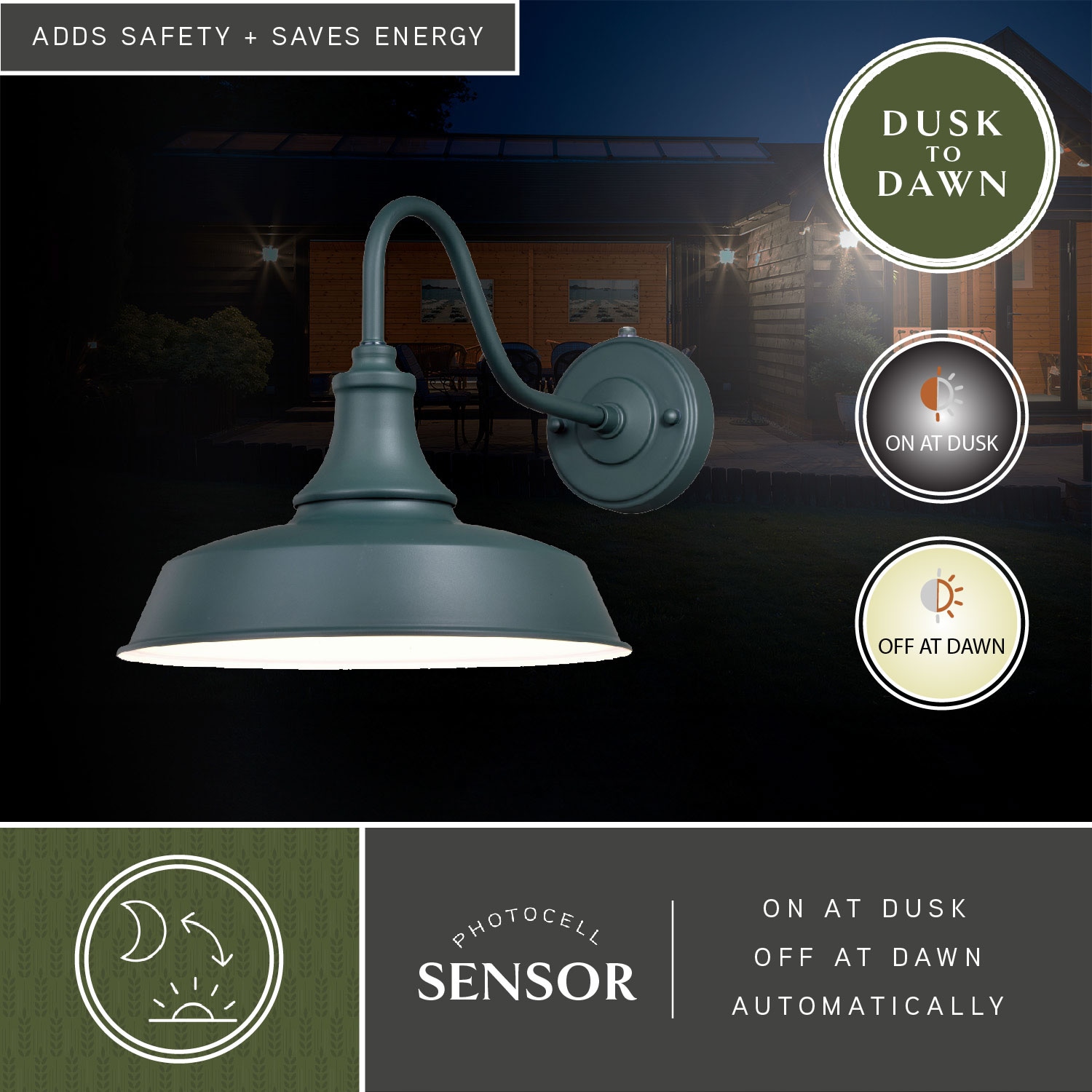Dorado Hunter Green and White Steel Outdoor Barn Light