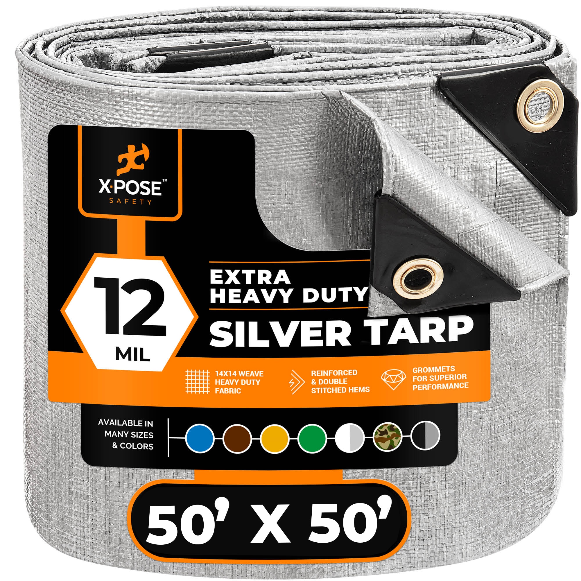 XPOSE SAFETY STHD-5050-X 50-ft x 50-ft Silver Water resistant Commercial Polyethylene 12-mil Tarp
