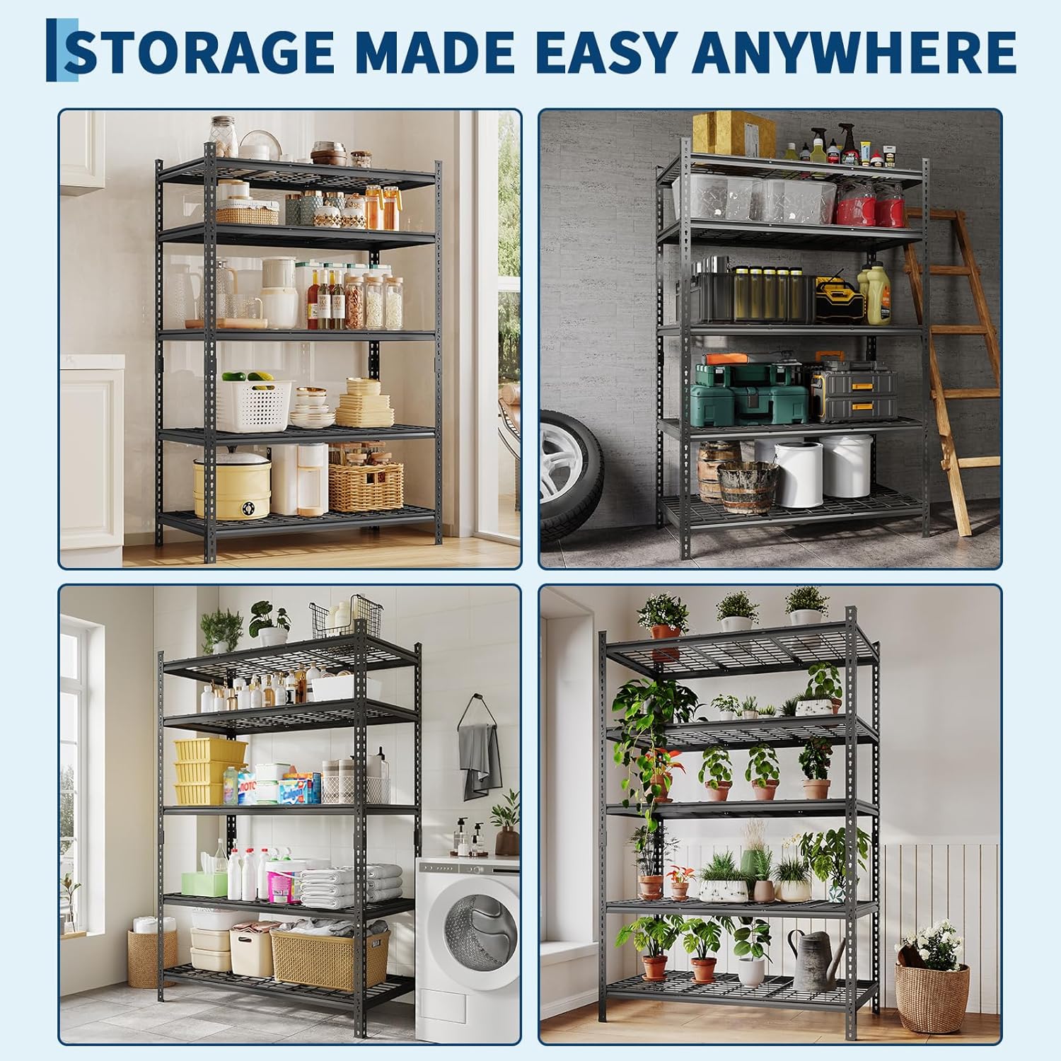 GAOMON 5-Tier Heavy Duty Garage Shelving Unit 36 In Wx16 In Dx72