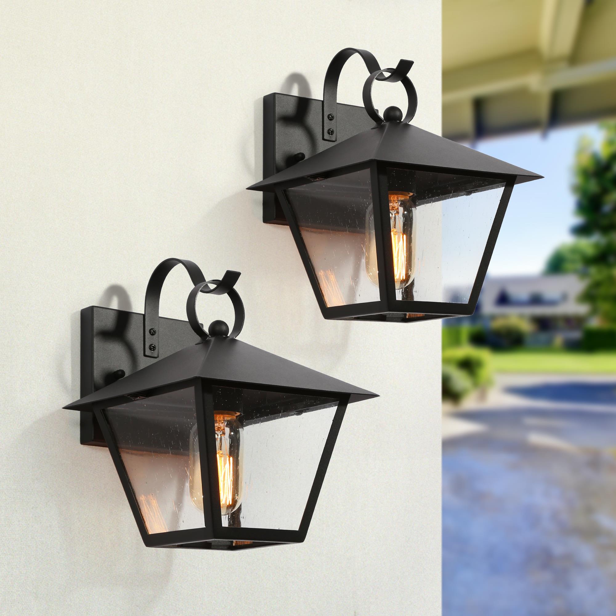 Uolfin 2YBFR3-LWS24015-X7 Farmhosue 2 -Pack 1 -Light 10-in H Matte Black Hardwired Outdoor Wall Light