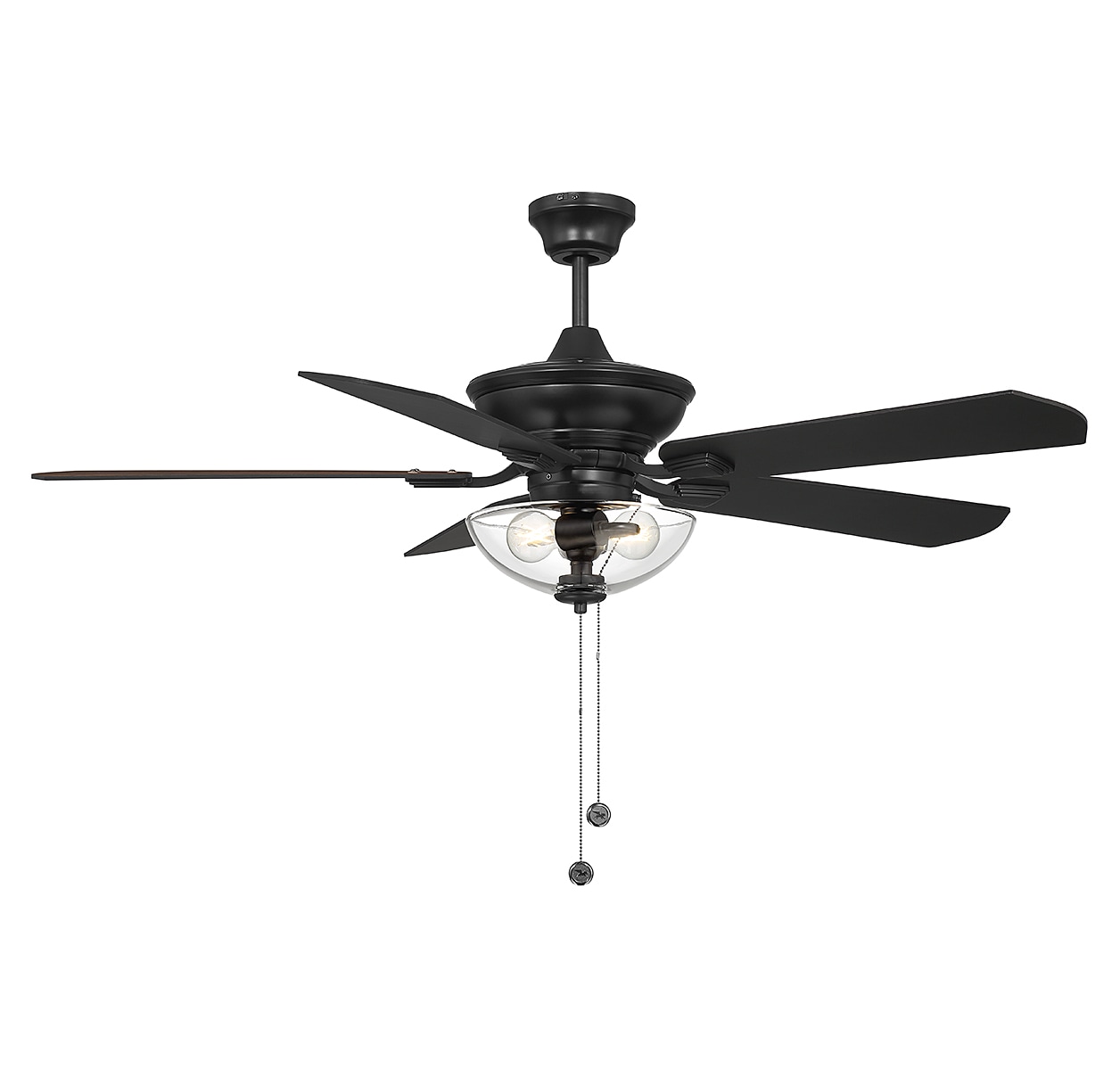 Meridian Lite Trends M2026MBKRV Meridian 52-in Matte Black with Walnut/Black Blades Ceiling Fan With Light ( 5 -Blade )