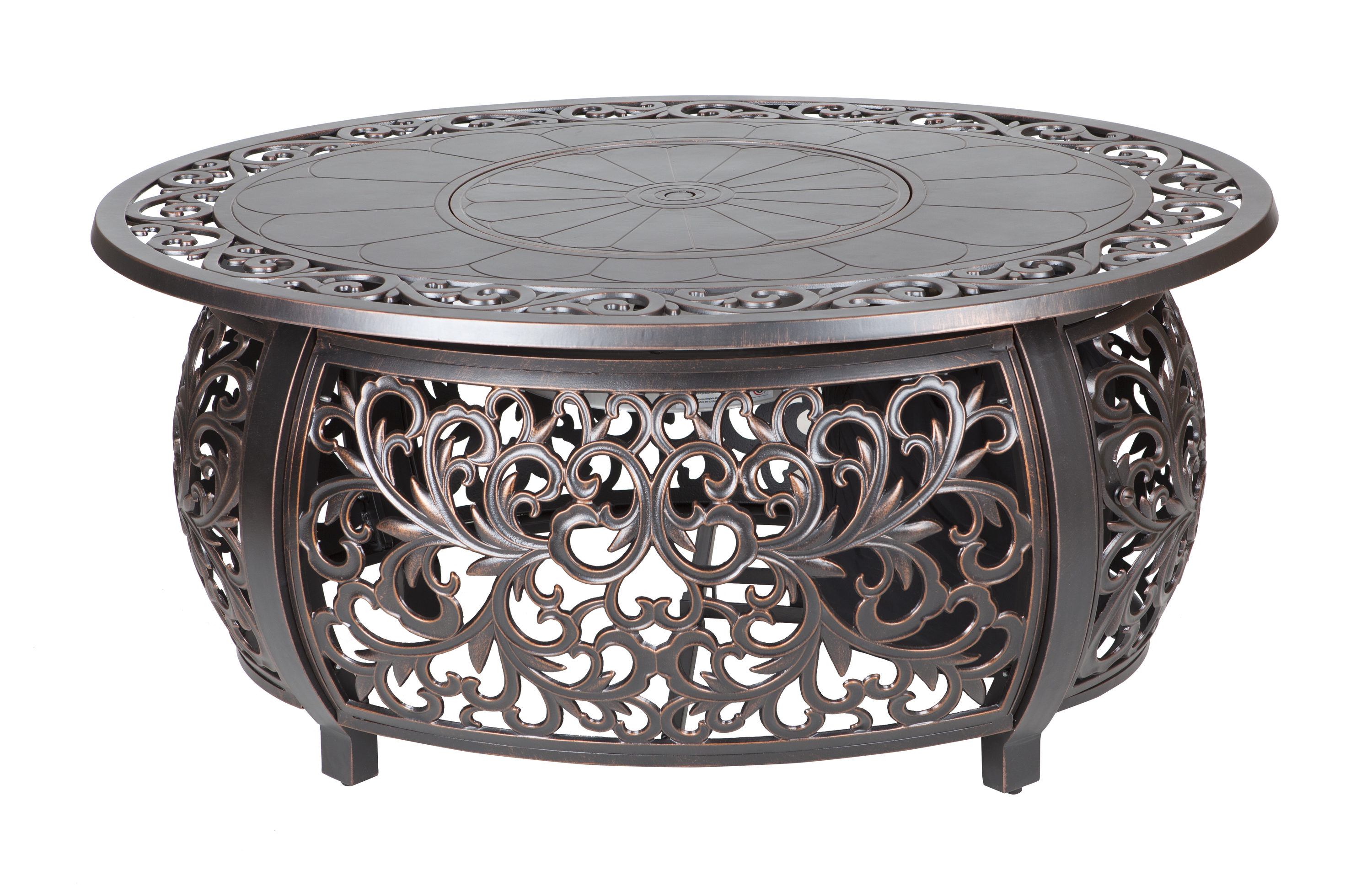 Fire Sense Toulon 38-in W 50000-BTU Antique Bronze Aluminum Propane Gas  Fire Pit Table in the Gas Fire Pits department at Lowes.com