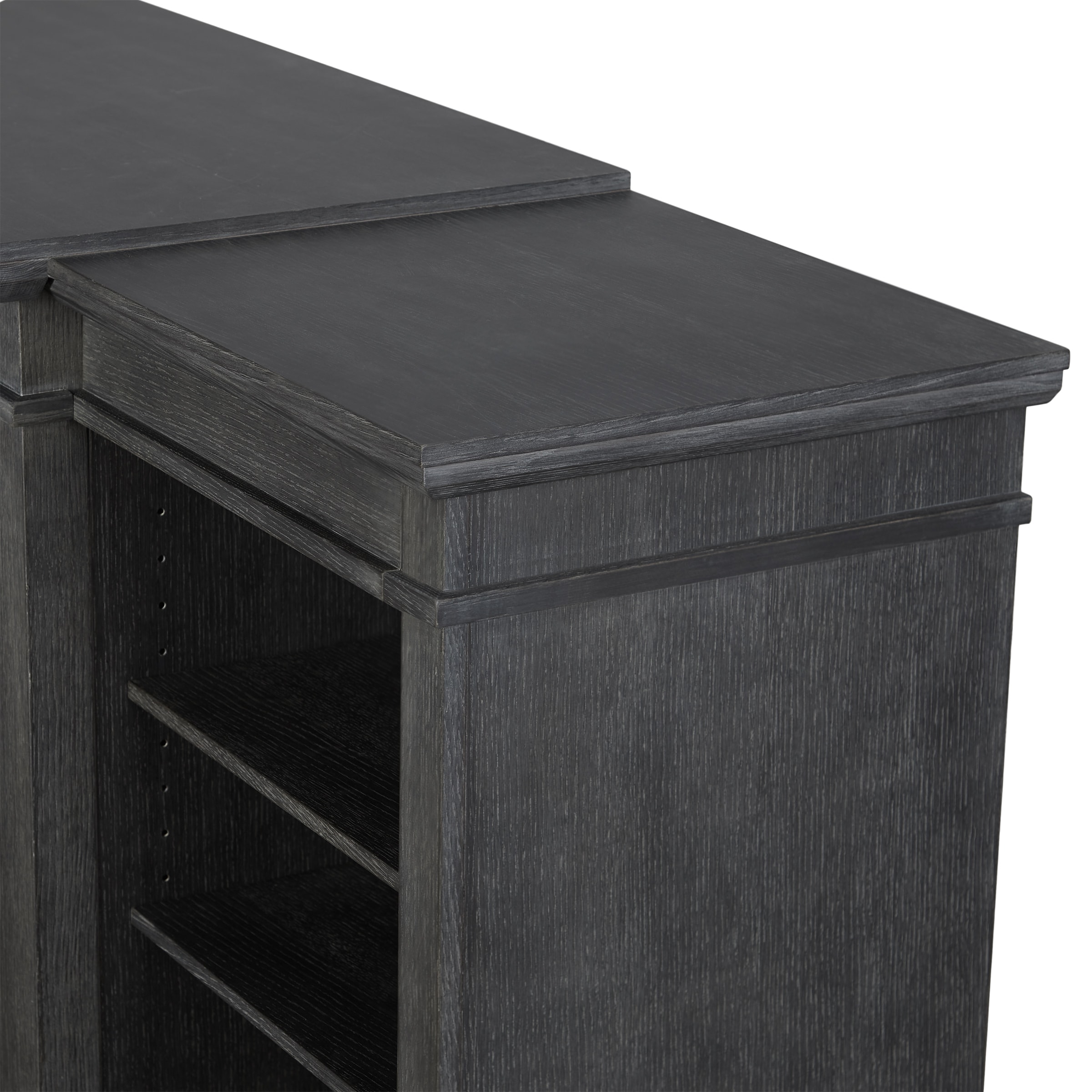 Antique Gray Wood TV Stand with Electric Fireplace