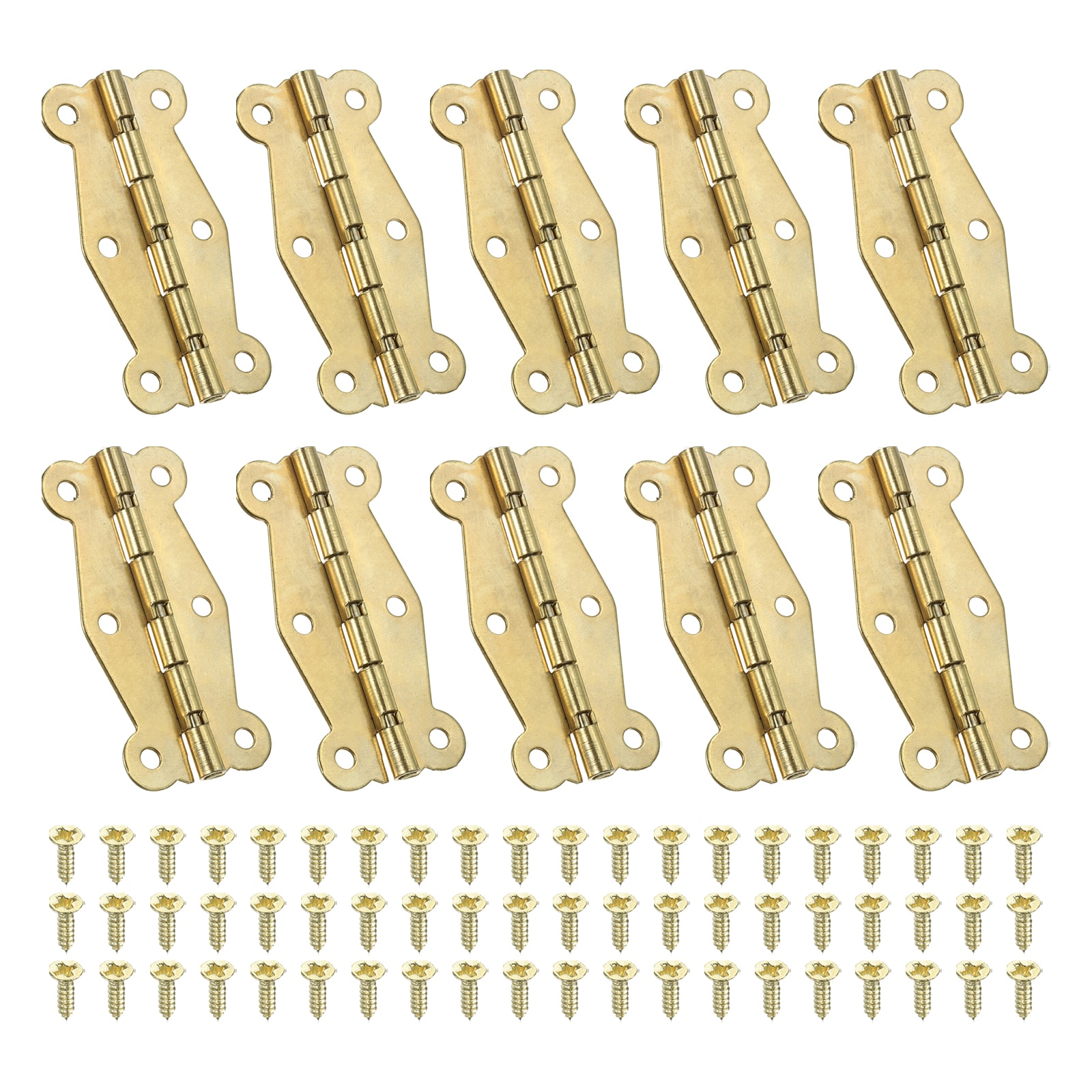 PATIKIL Small Vintage Box Hinges 2 Inch 10pcs 90-Degree Butterfly Decorative Hinges Jewelry Box Hardware with Screw for Cabinet Wooden Box Drawer Craft Gold #S26051400UX4517