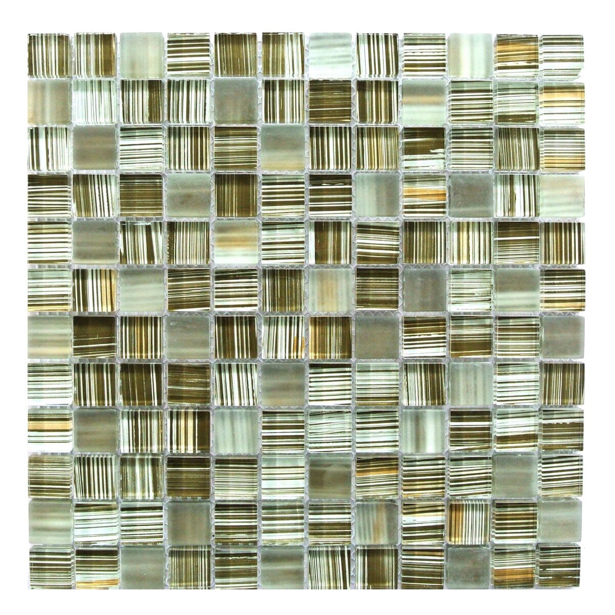 Abolos LWSHDC0101-LE-SAMP (Sample) Handicraft Lemongrass/Glossy and Matte 12-in x 12-in Multi-finish Glass Uniform Squares Mosaic Thinset Mortar Wall Tile