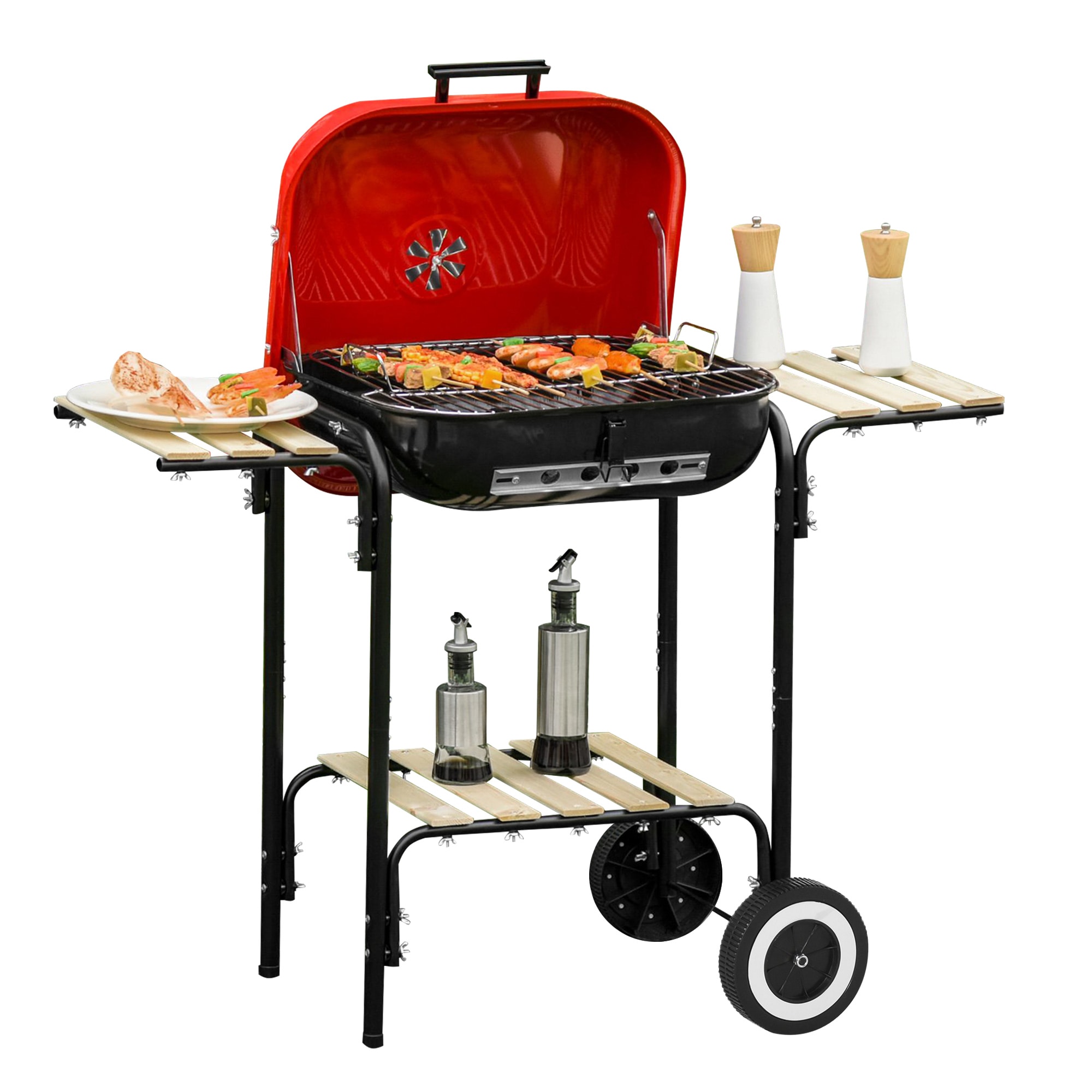Outsunny 19-in Steel Porcelain Portable Outdoor Charcoal Barbecue