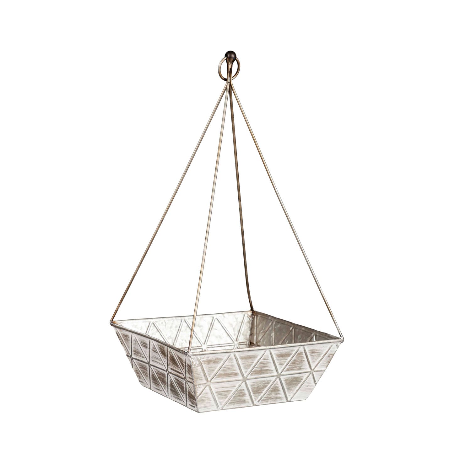 Evergreen Geometric Brushed Iron Planters, Set of 2