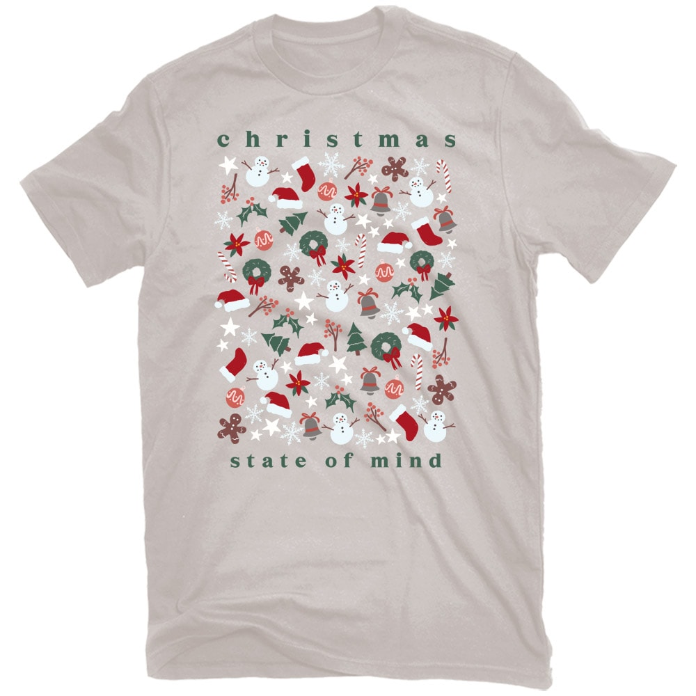 Women's Gray Light weight Knit Short sleeve Graphic Christmas T-shirt ( S )