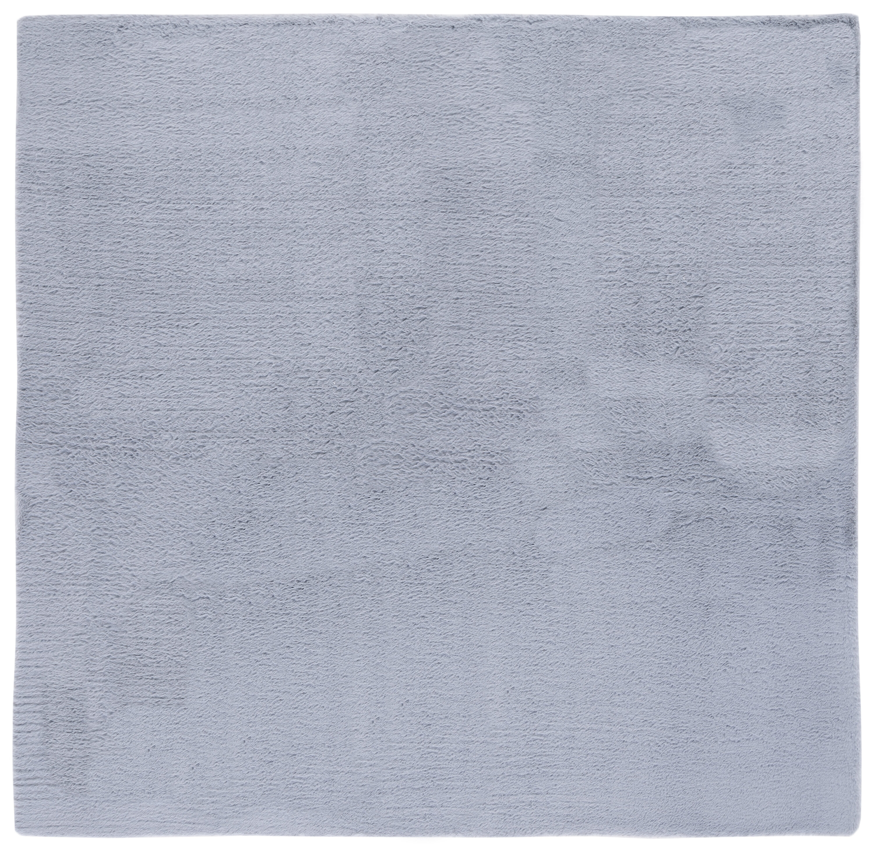 Luxurious Gray Square Faux Rabbit Fur 6' Area Rug