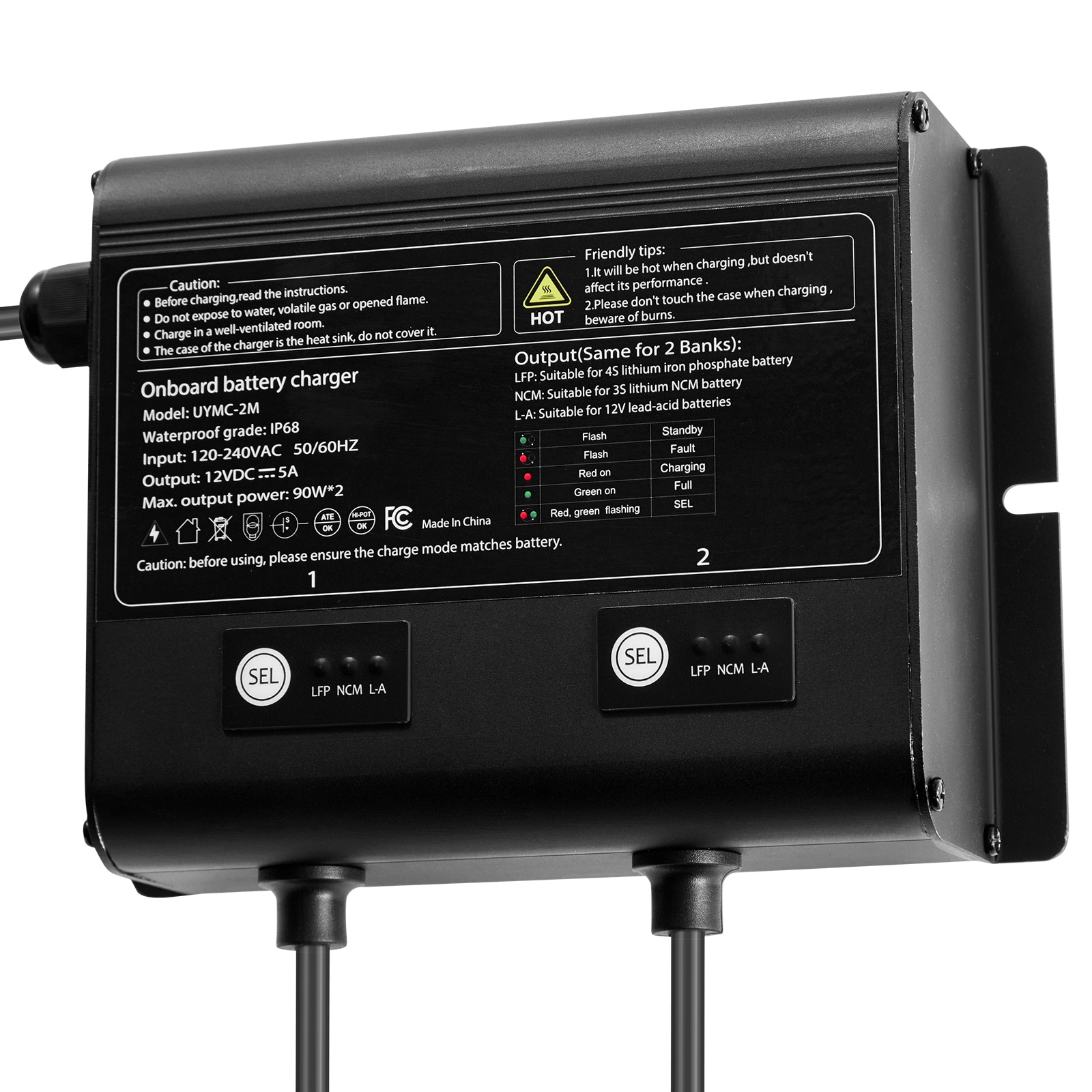 GIVIMO 2-Bank Marine Battery Charger 5A 12V Onboard Boat Charger IP68 Waterproof Smart Charger for LiFePO4 NCM Lead-Acid Dual Battery Bass Boat Pontoon and Trolling Motor #LW108GIVSS3824