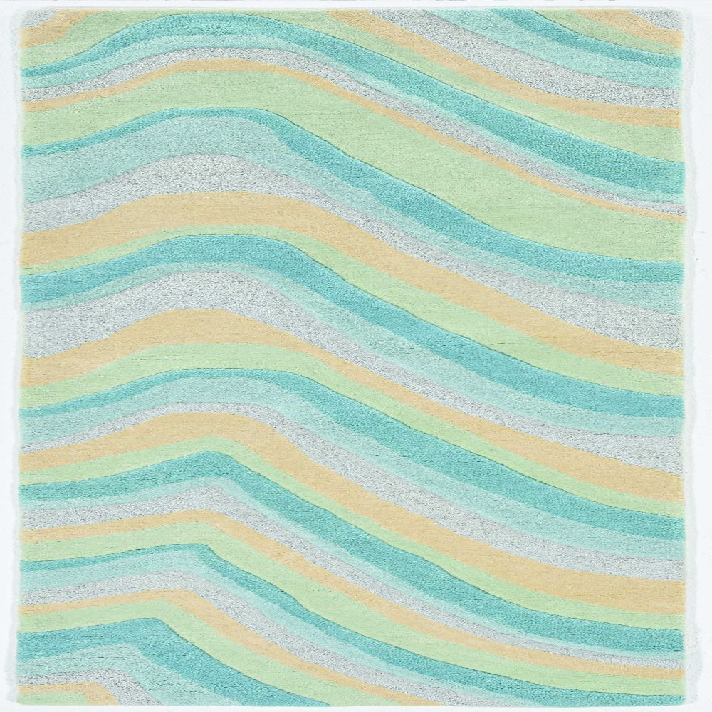 HomeRoots 354087 Bernadette 2 X 7 (ft) Rag Wool Ocean Blue Beige Indoor Abstract Runner Rug