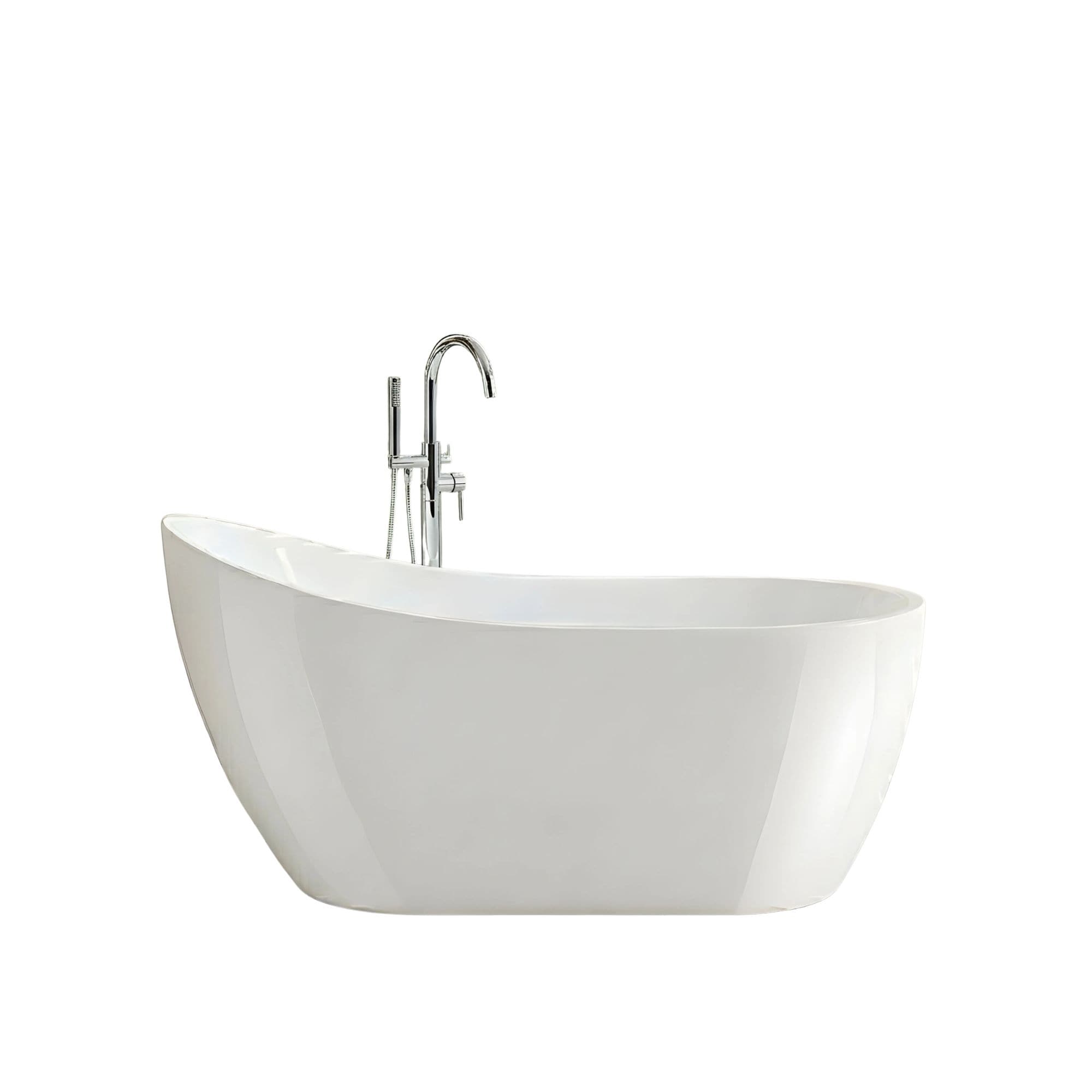 Vanity Art Domme 28.3-in x 59-in White/Integrated Overflow Acrylic Oval Freestanding Soaking Bathtub ( Right Drain )