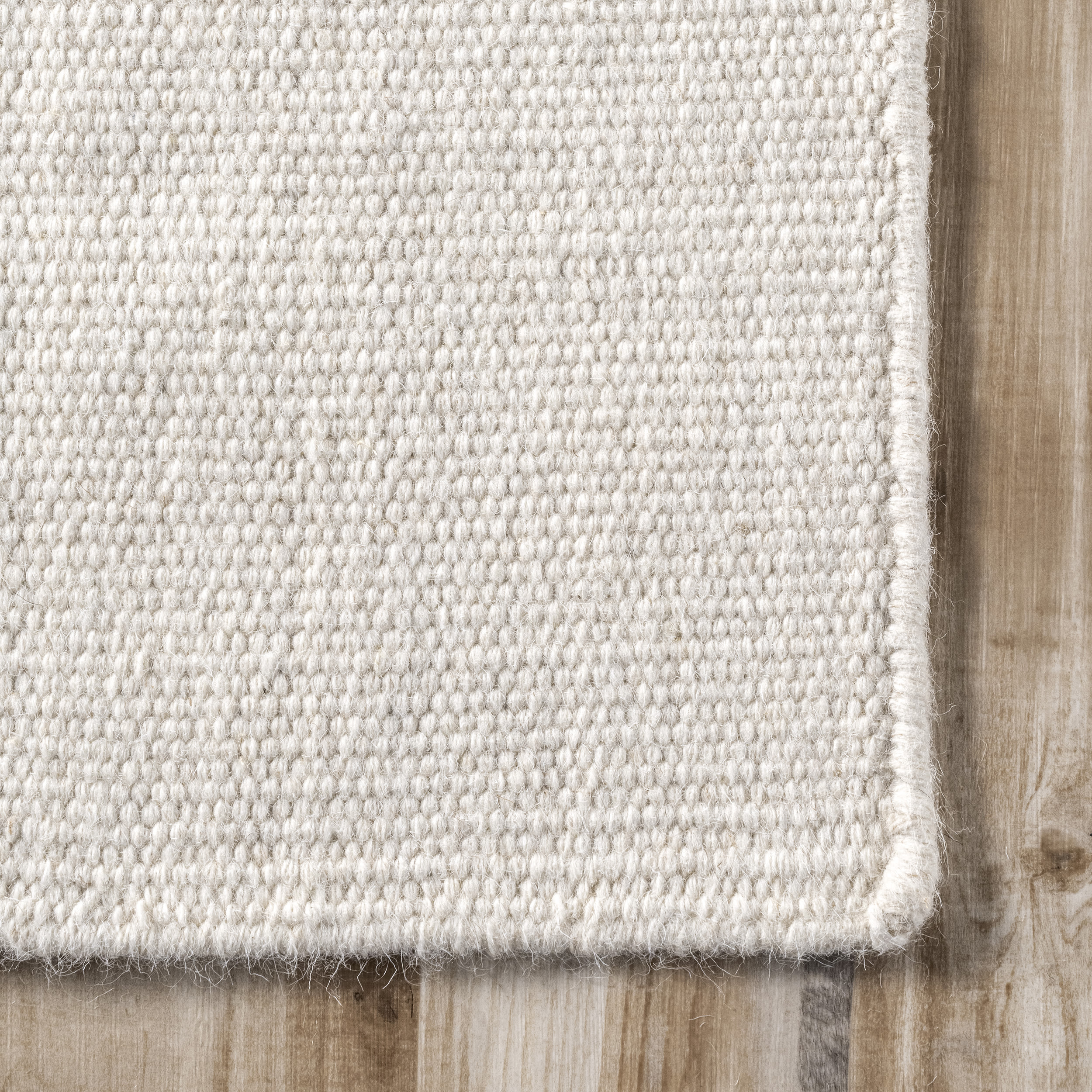 Ivory and Gray Striped Wool 4' x 6' Flat Woven Rug