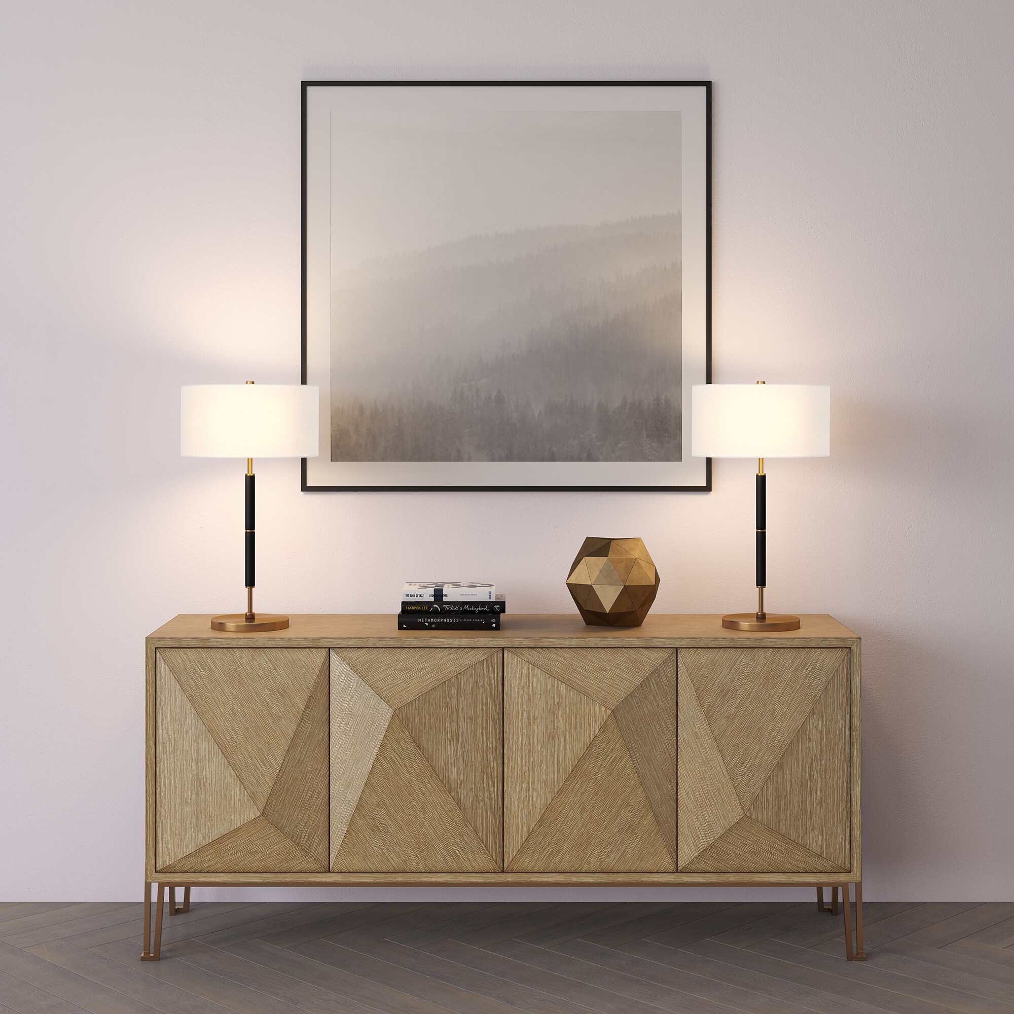 Simone 25" Brass and Black Two-Tone Industrial Table Lamp