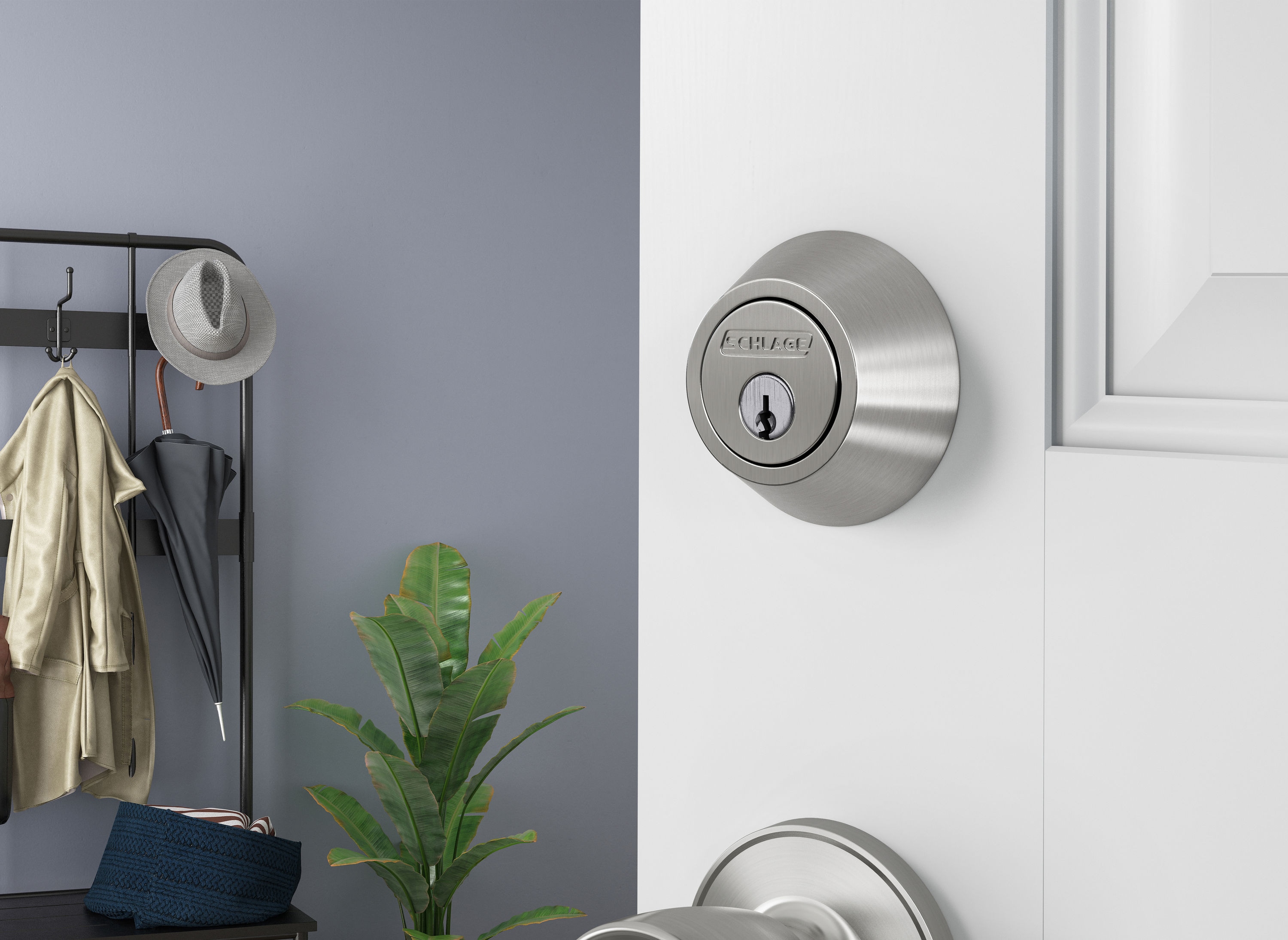 Home Front by Schlage Satin Stainless Steel Single Cylinder Deadbolt