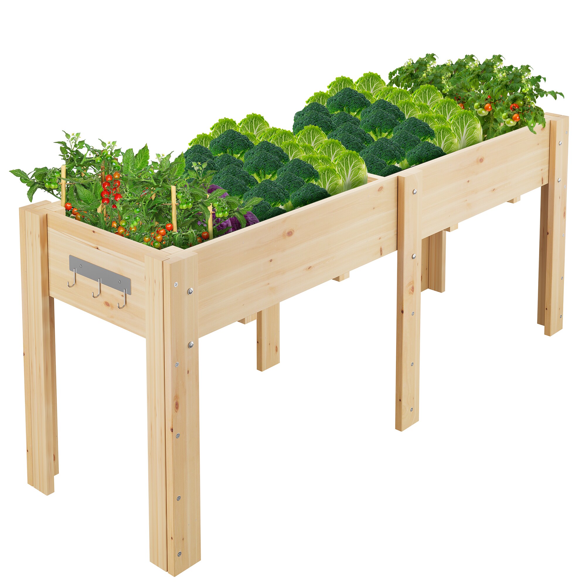 IdealHouse 72 inch Ergonomic Wooden Raised Garden Bed with High Legs ...