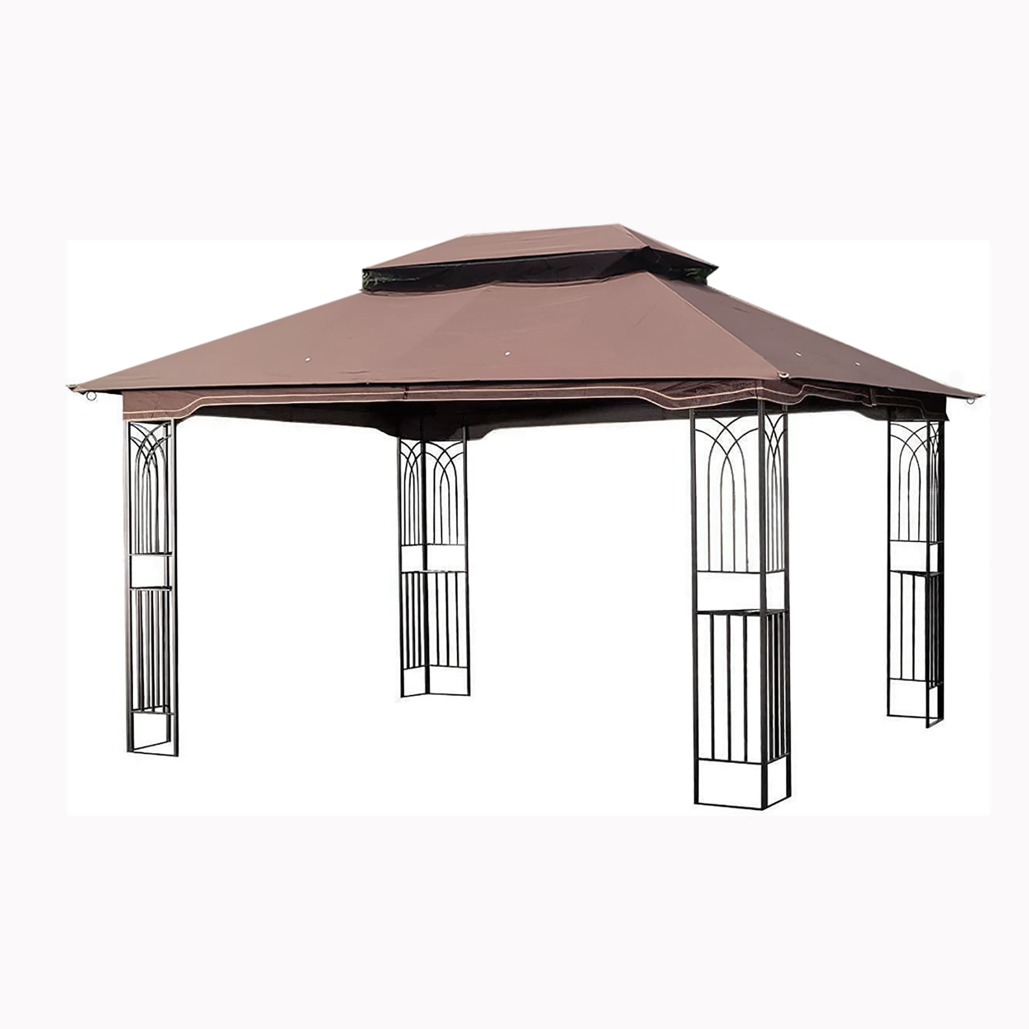Kahomvis BU-2QP109-06 13-ft x 10-ft Brown Gazebo with Soft Top Roof