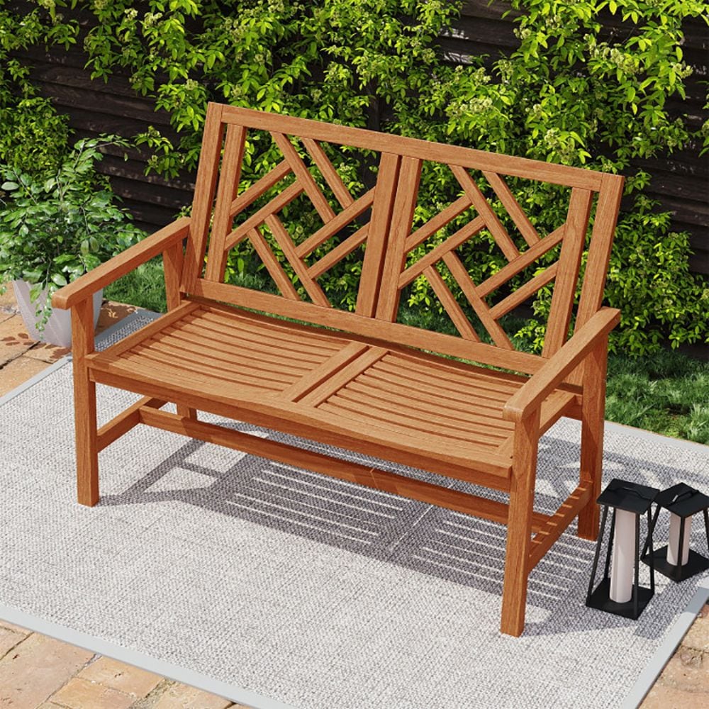 AHIOU HOME Solace 48-in W x 36-in H Natural Douglas fir Garden Bench in ...