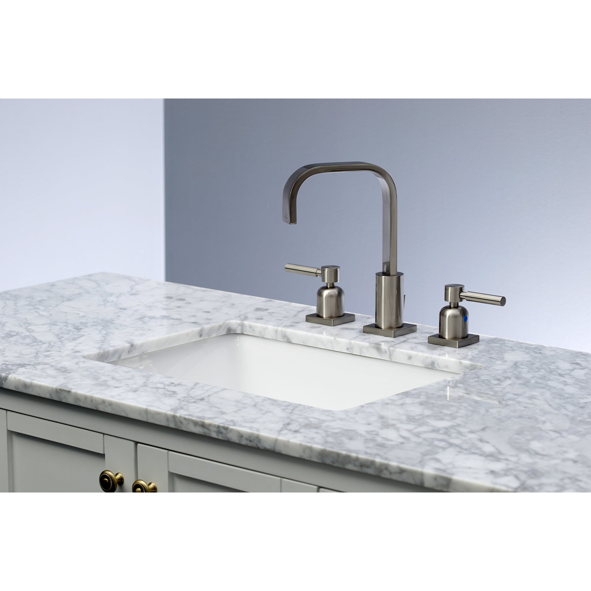 Kingston Brass WLFSC8968DL Concord Brushed nickel Widespread 2-handle High-arc Residential Handle Bathroom Sink Faucet with Drain