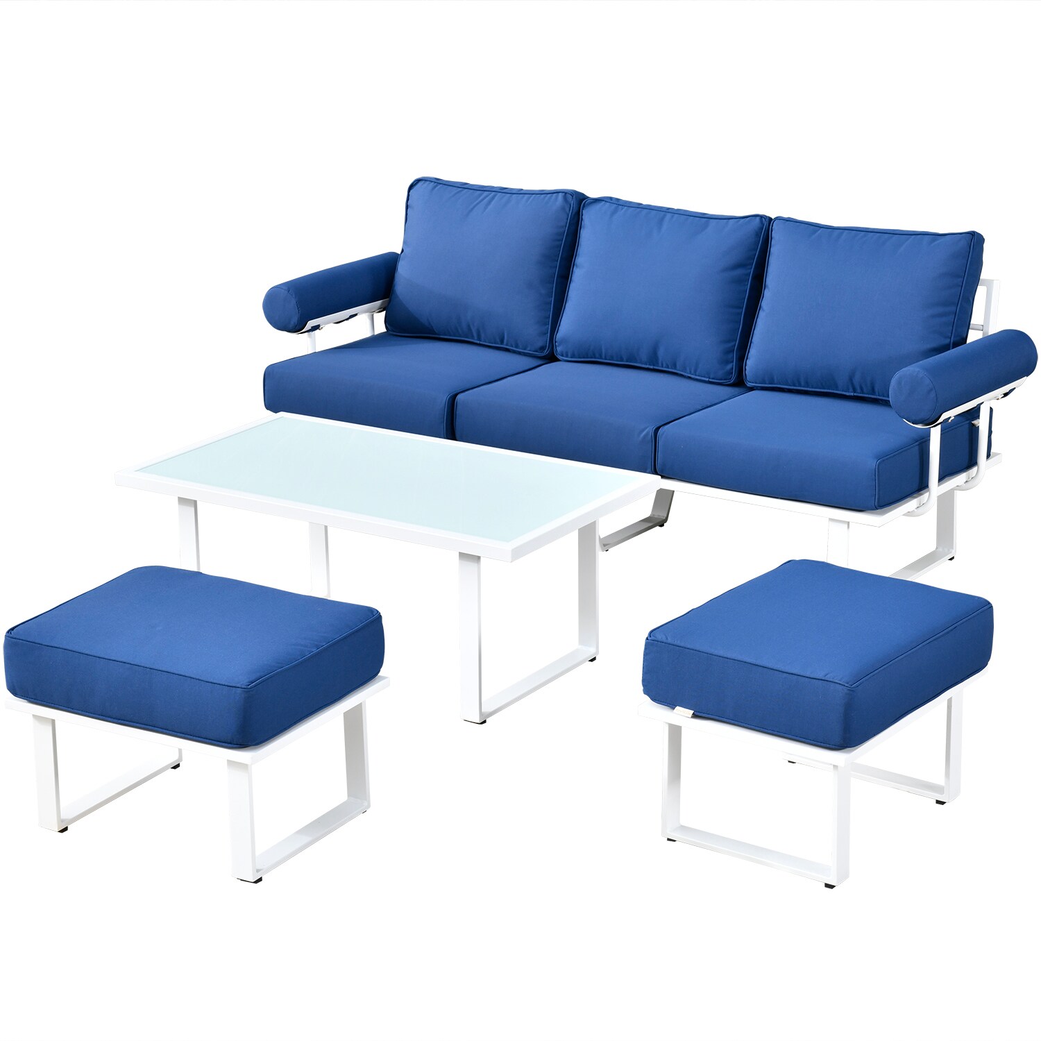 XIZZI Athena Outdoor Sofa with Blue Cushion(S) and Aluminum Frame 