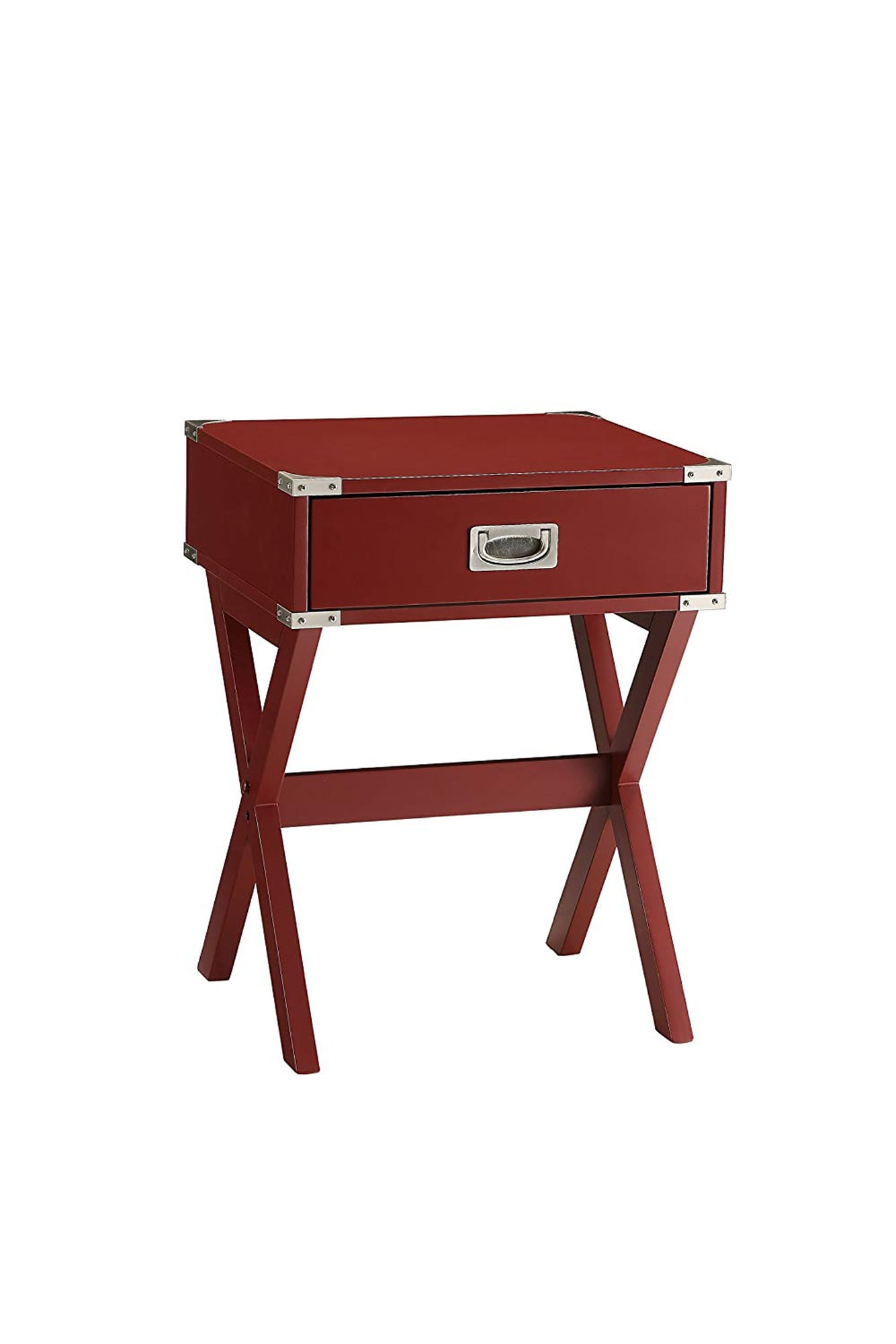Benzara BM154578 16-in W x 24-in H Red Wood Modern End Table Assembly Required