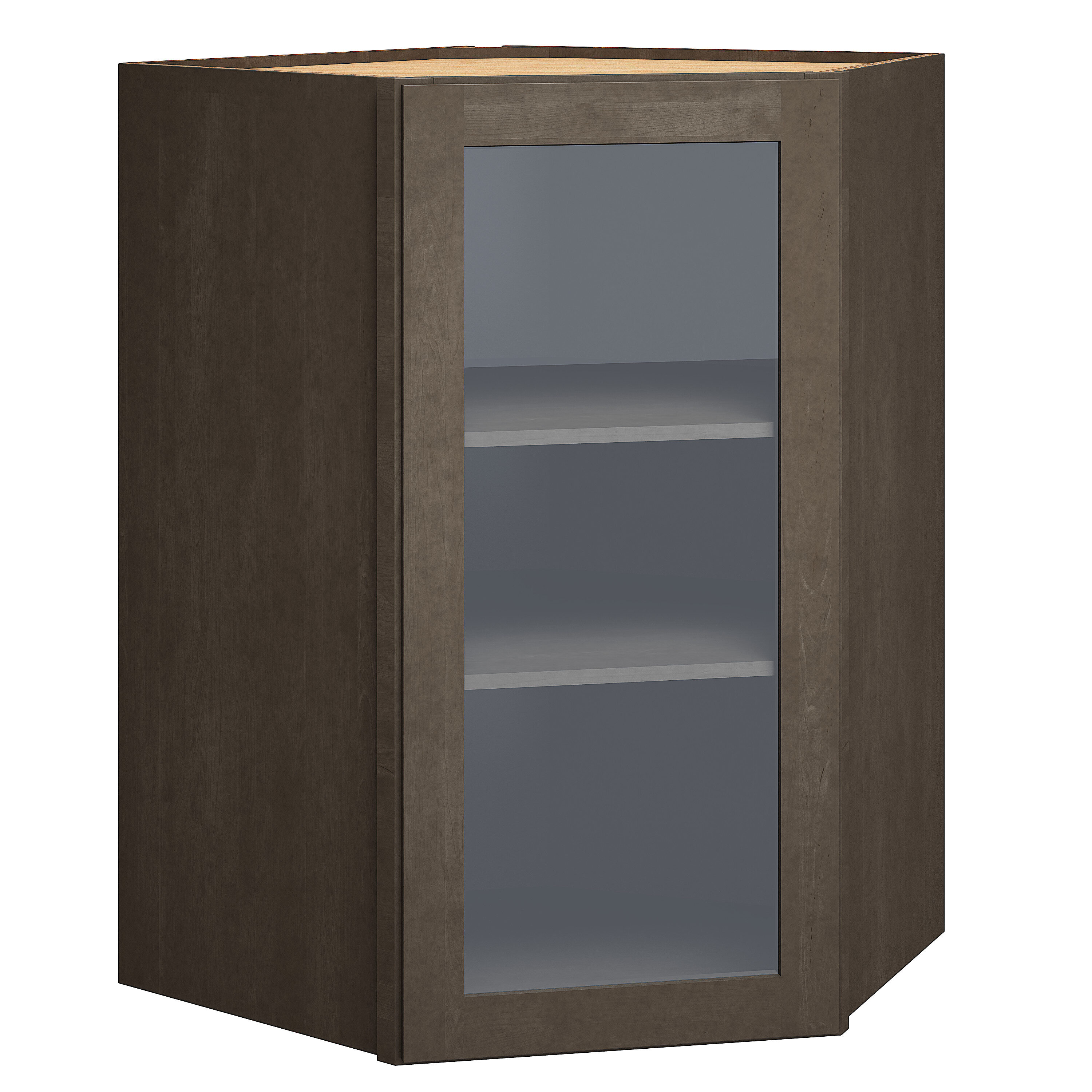 Diamond Express 329 DWCG362424R Jamestown 36-in W x 36-in H x 12-in D Colt Brown Diagonal Corner wall Fully assembled Plywood Cabinet (Cut for Glass Square)