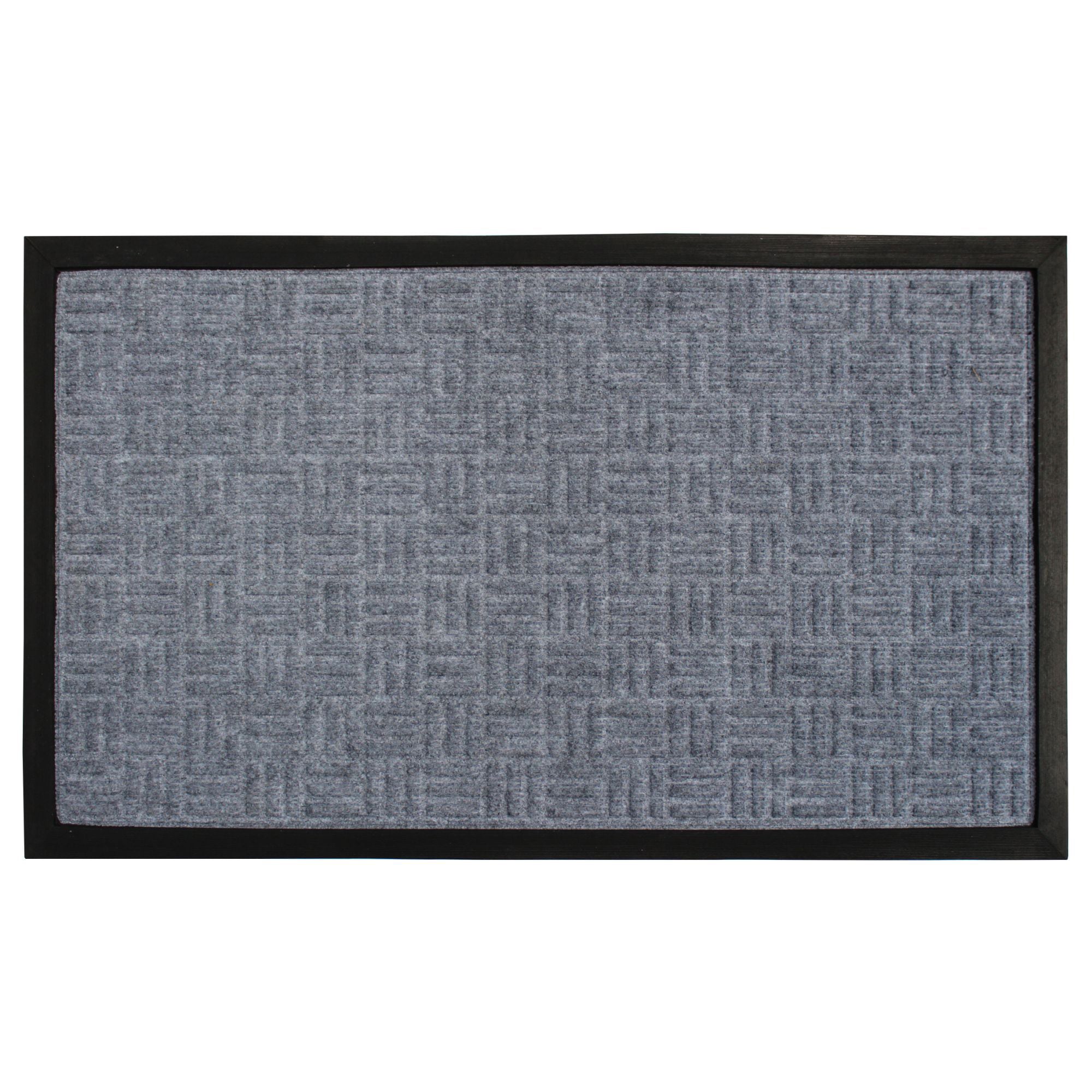 Light Gray & White Cotton Door mat Rug Indoor Outdoor - 2x3' Zig