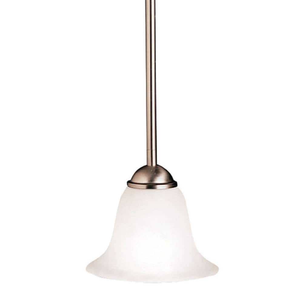 Kichler 2771NI Dover 1 -Light Brushed Nickel Transitional Seeded glass Bell Small Hanging Pendant light