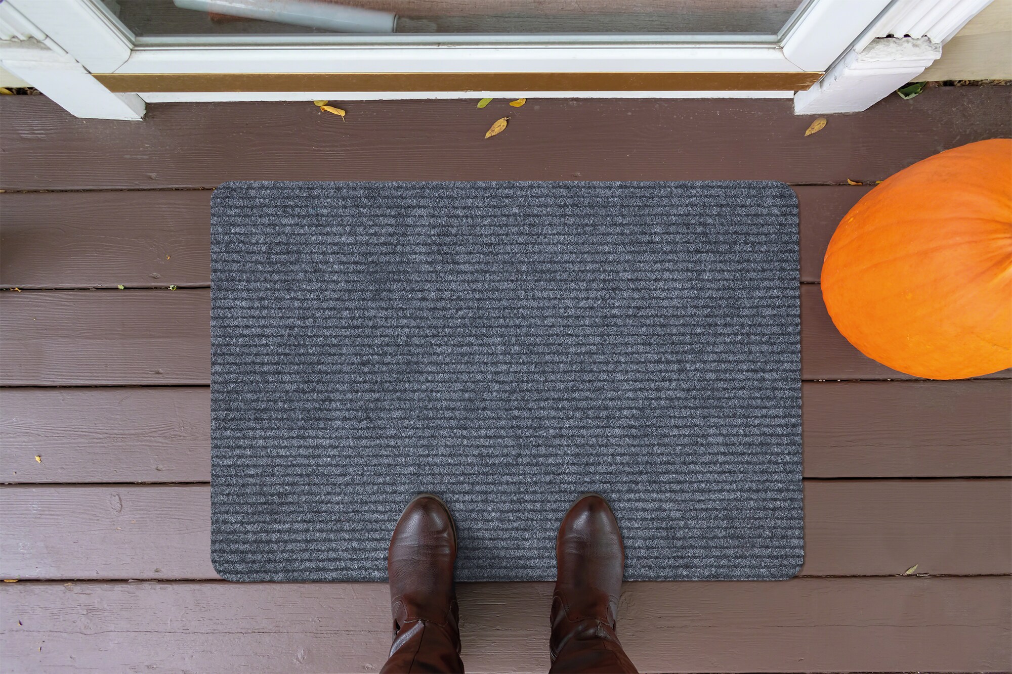 Ottomanson Lifesaver Indoor/Outdoor Utility Ribbed Doormat, Black, 2' x 3