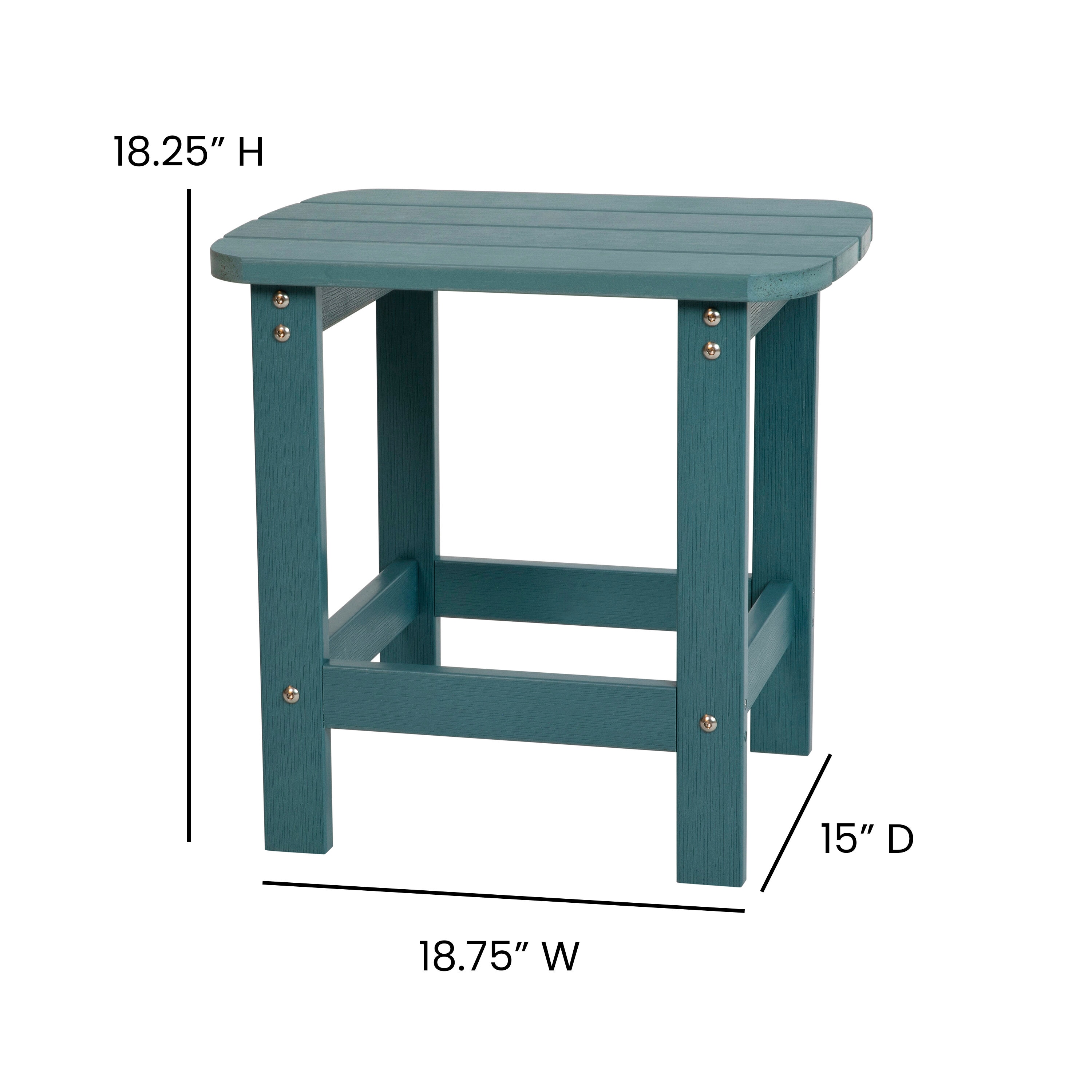 Sea Foam Blue Low-Height Poly Resin Rectangular Side Table