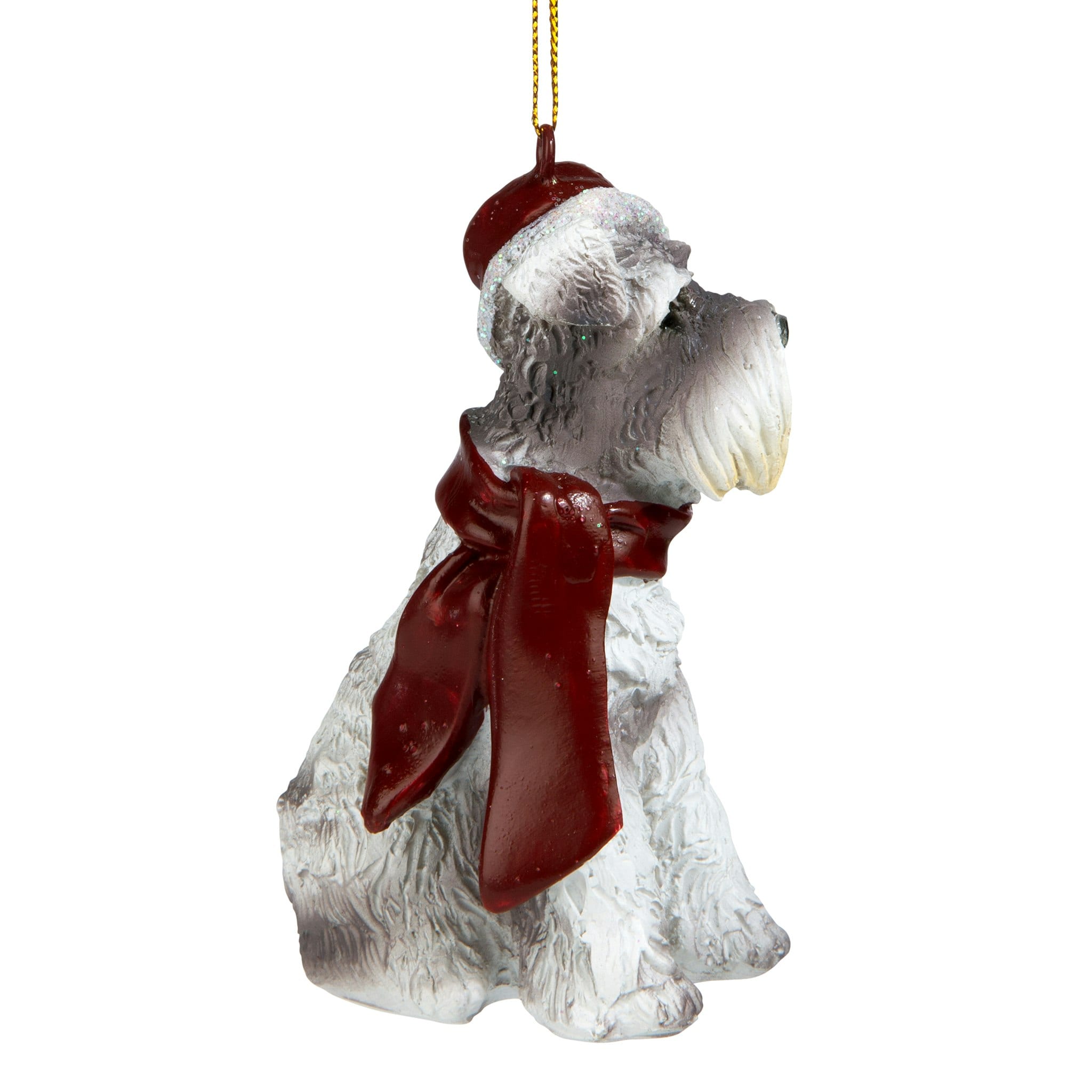 Design Toscano Miniature Schnauzer Dog Ornament - Festive Santa Hat and ...