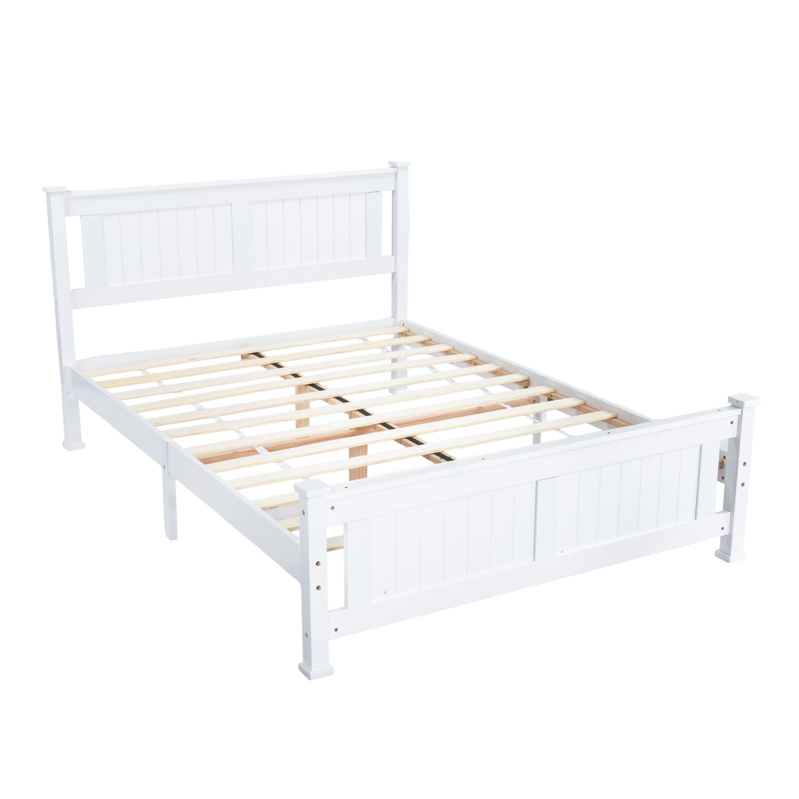 Outopee LO1G52003364 White Full Wood Platform Bed