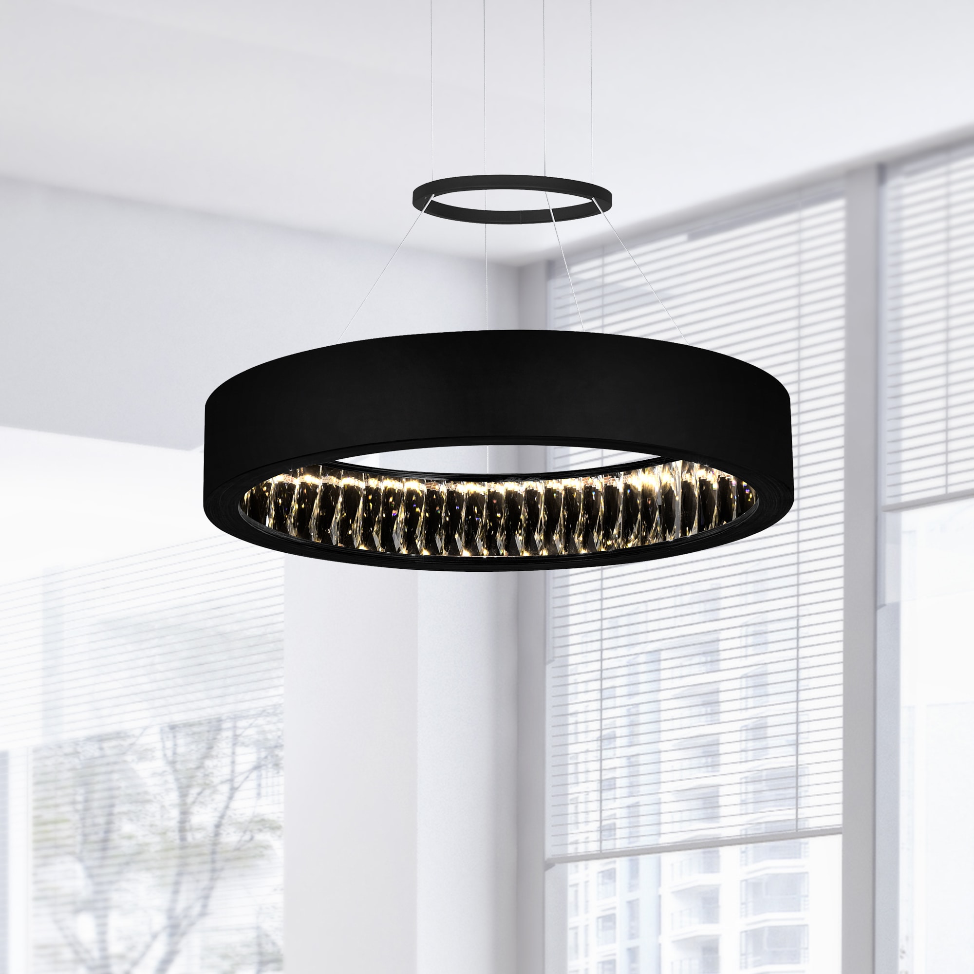 CWI Lighting 1040P20-101 Rosalina Matte Black Modern/contemporary Integrated LED For Use in Bathrooms, Bedrooms, Dining Rooms, Foyers, Kitchens, Living Rooms Chandelier